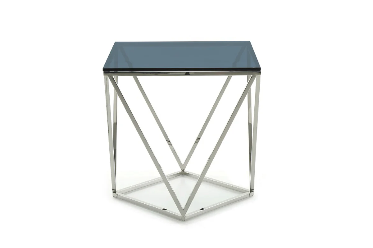 25' Glass and Stainless Steel End Table By Homeroots - Image 4