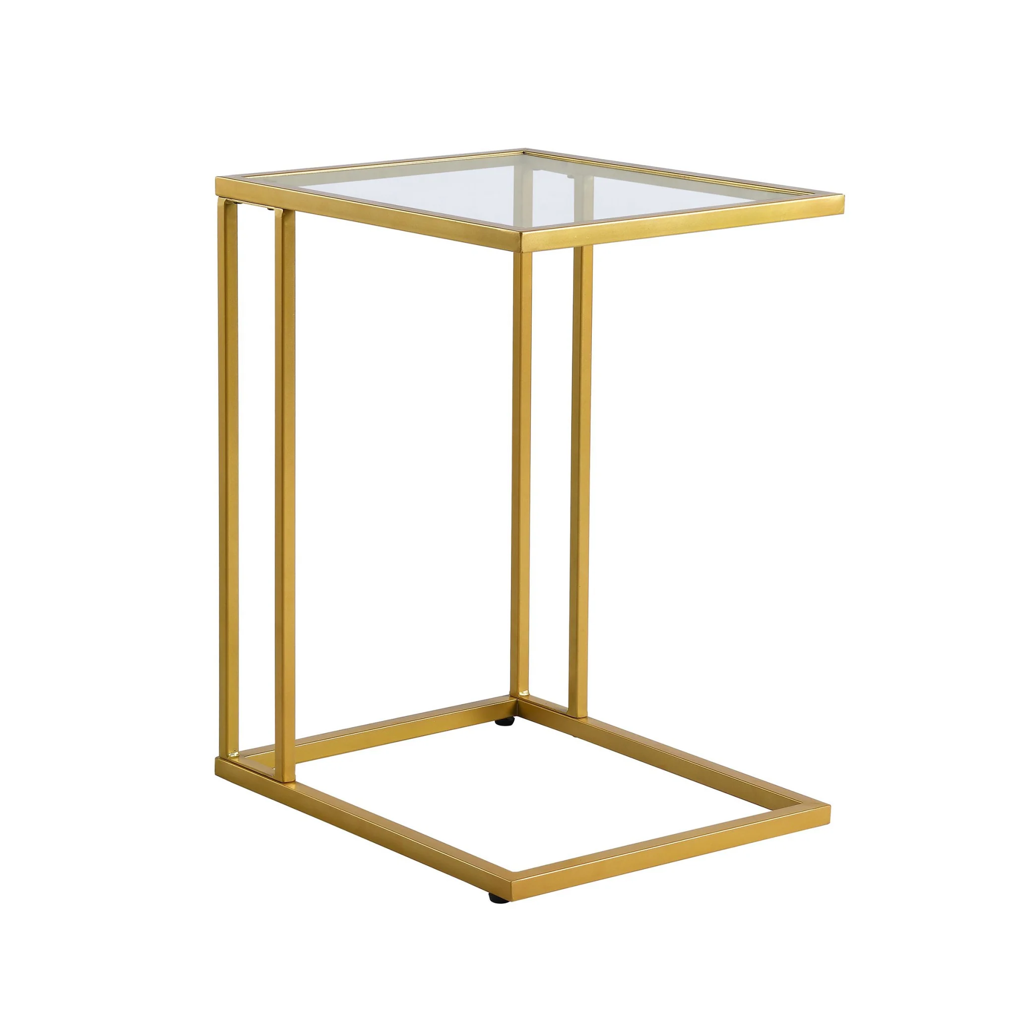 25" Gold And Clear Glass Square End Table By Homeroots - Image 2