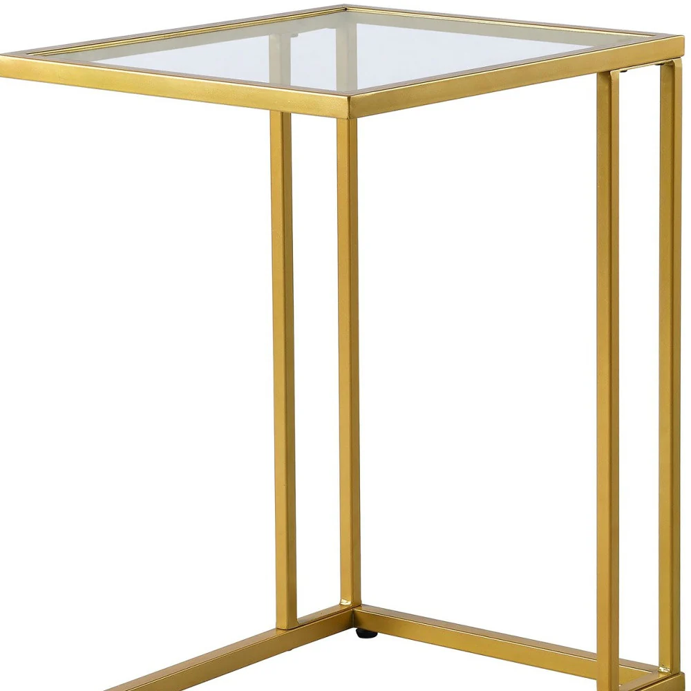 25" Gold And Clear Glass Square End Table By Homeroots - Image 4