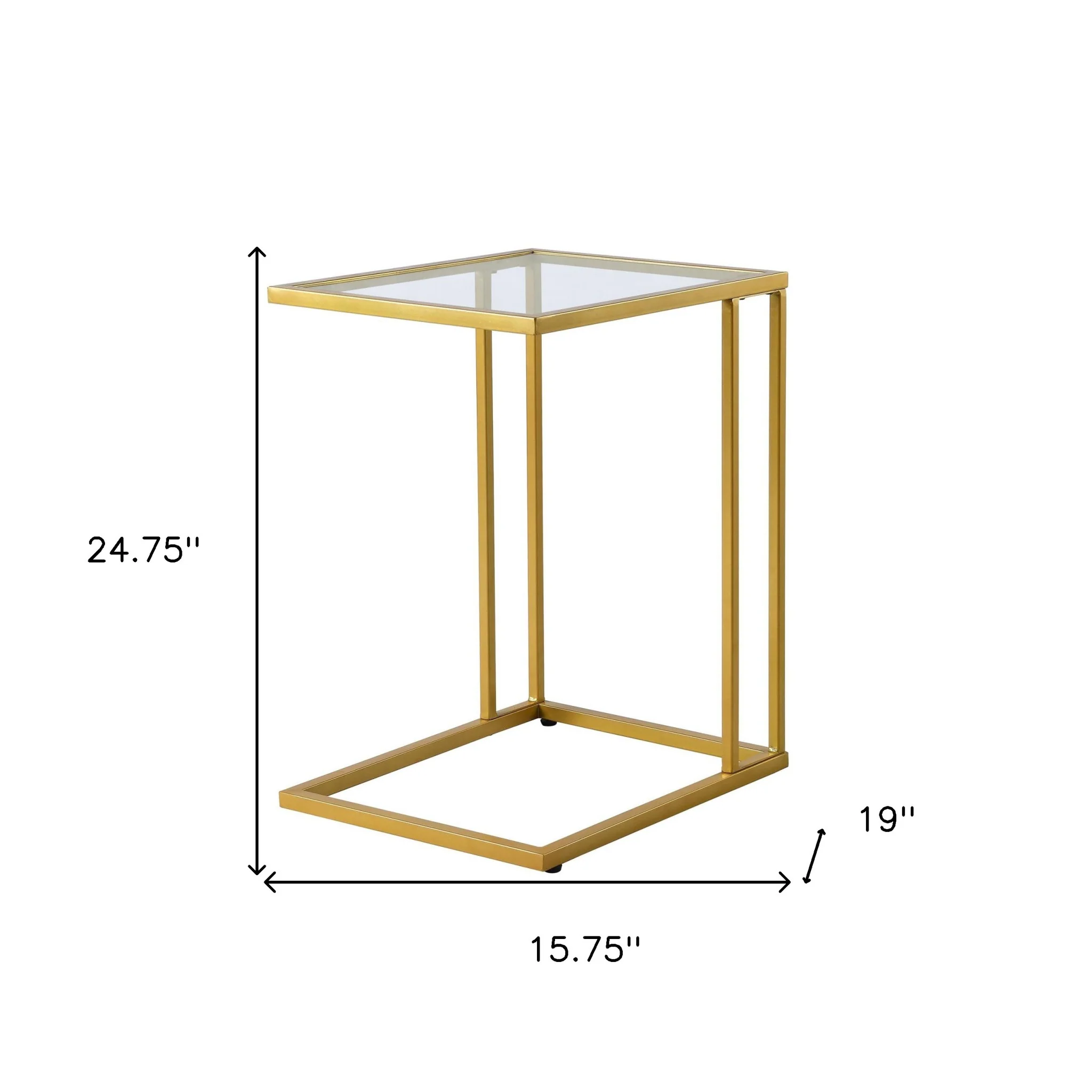 25" Gold And Clear Glass Square End Table By Homeroots - Image 5
