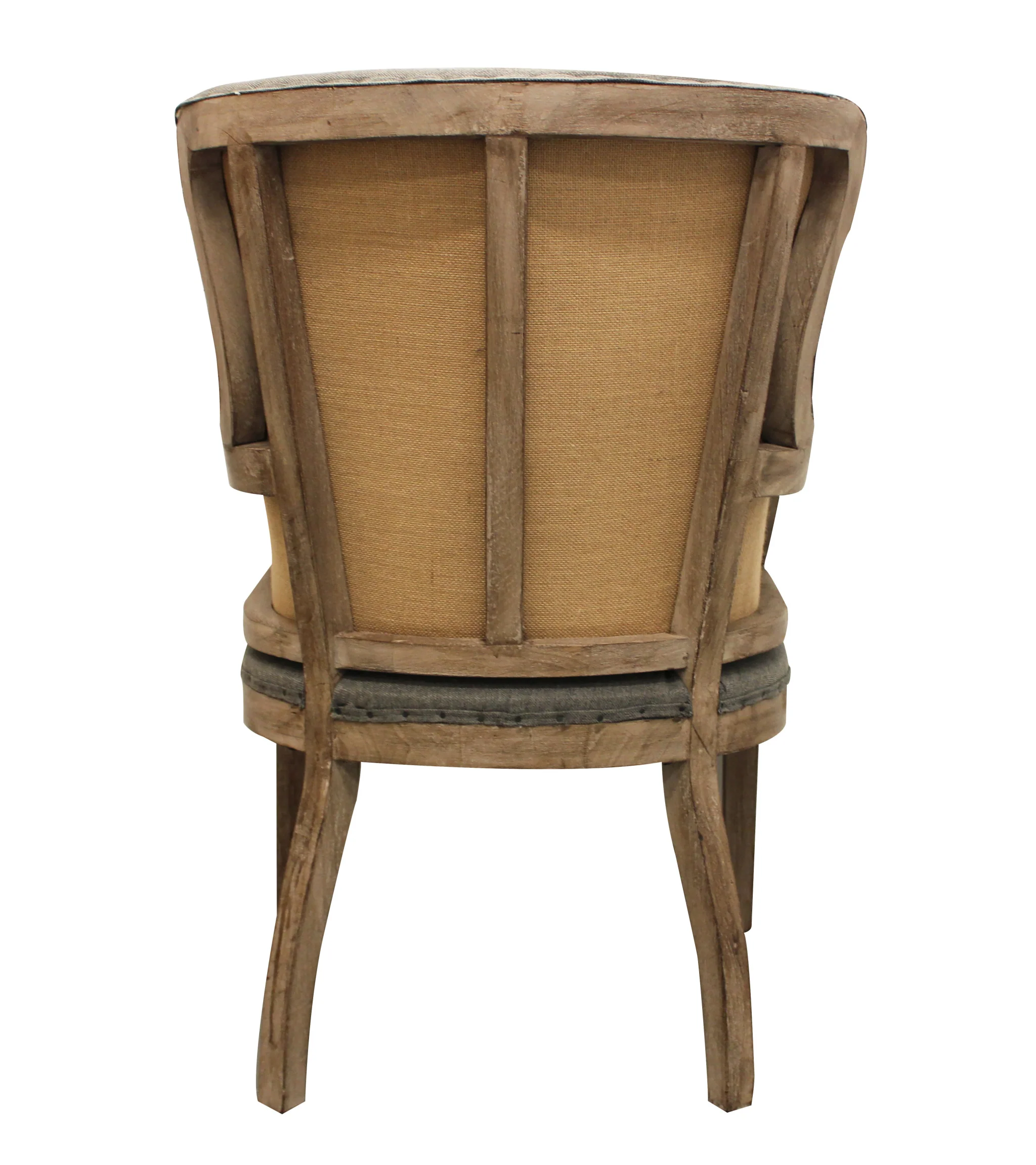 25" Gray Linen And Natural Solid Color Arm Chair By Homeroots - Image 4