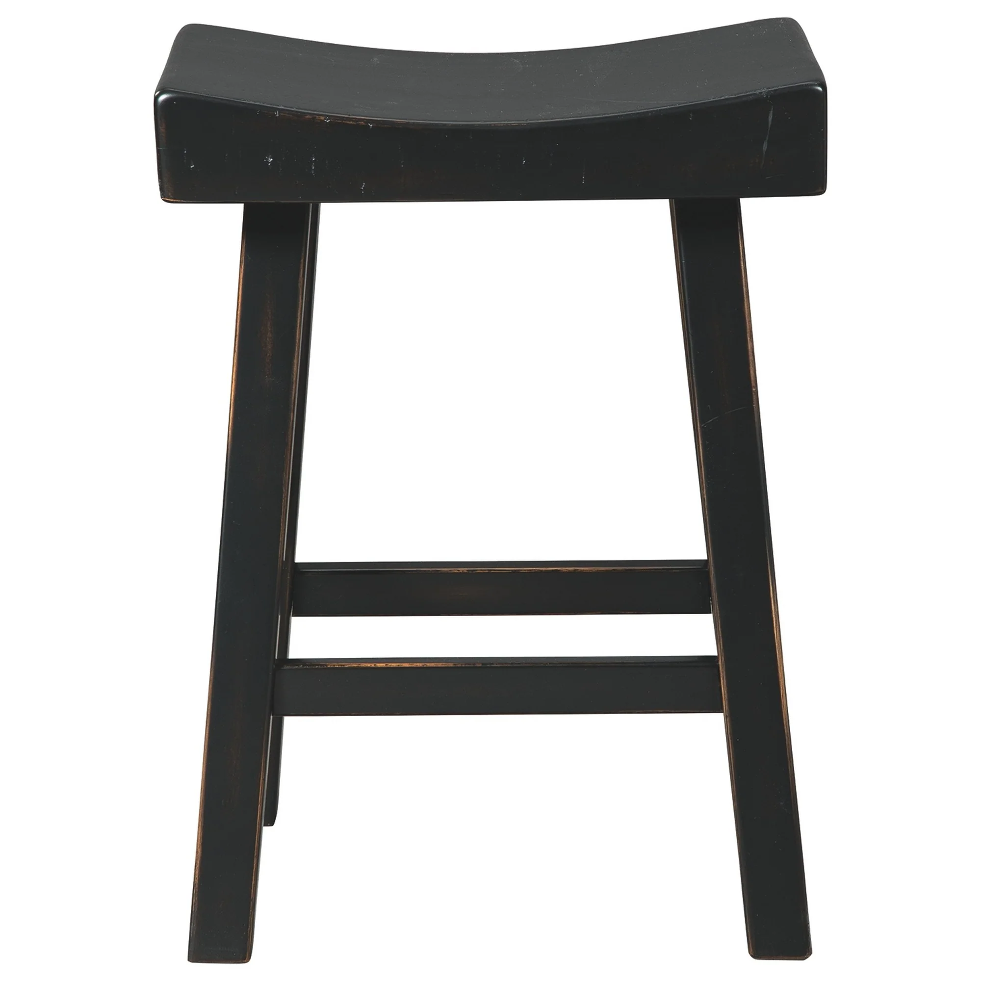 25 Inch Wooden Saddle Stool With Angular Legs Set Of 2 Black By Benzara - Image 2