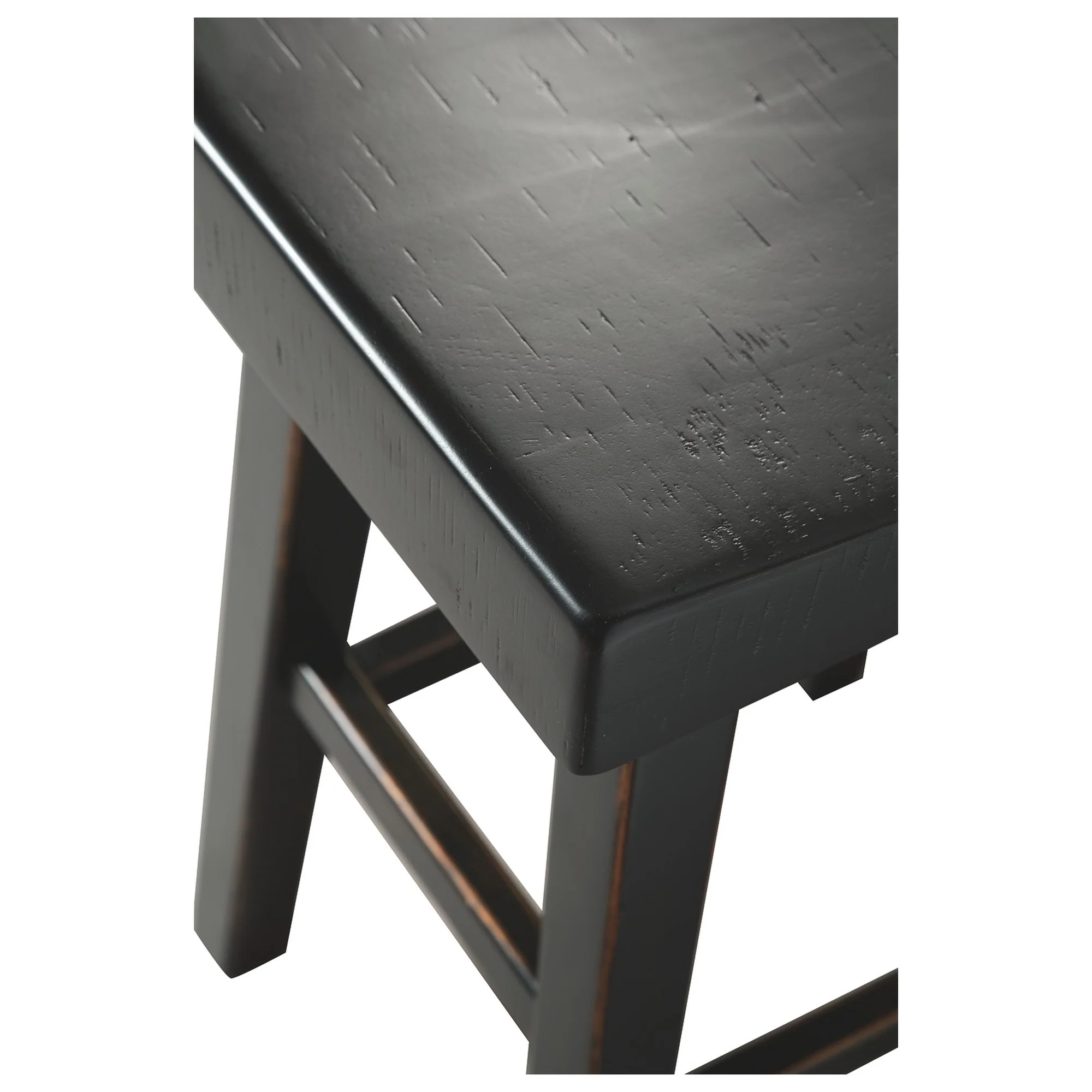 25 Inch Wooden Saddle Stool With Angular Legs Set Of 2 Black By Benzara - Image 3
