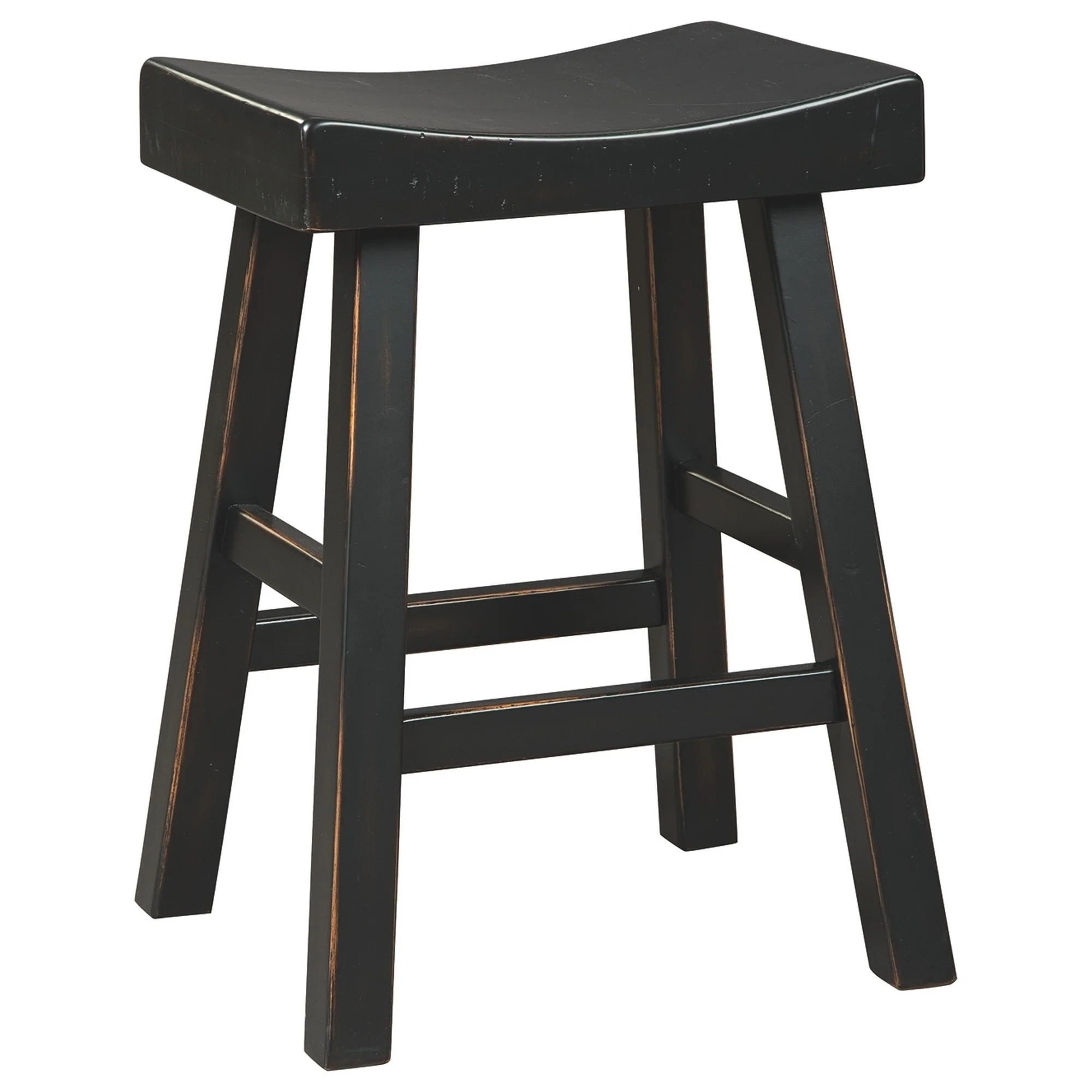 25 Inch Wooden Saddle Stool With Angular Legs Set Of 2 Black By Benzara - Image 4