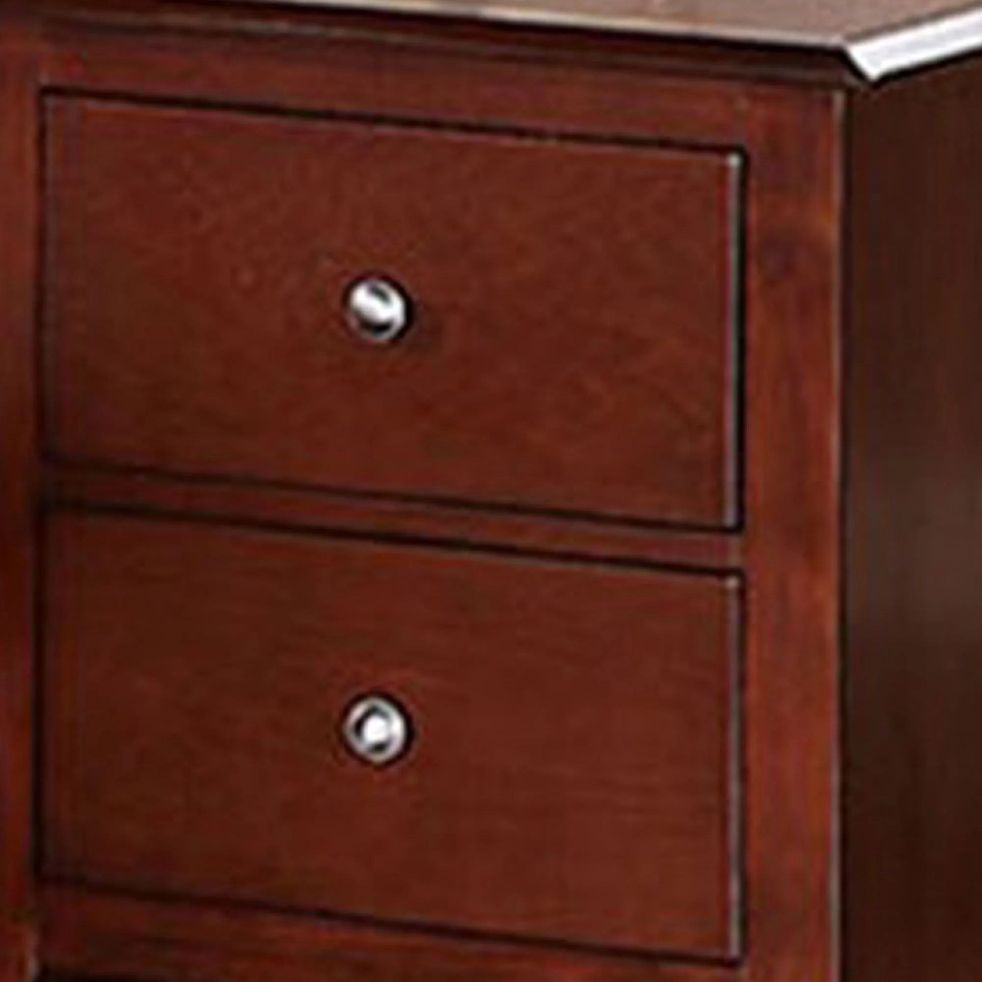 25 Inches 2 Drawer Wooden Nightstand with Metal Pulls, Brown By Benzara - Image 2