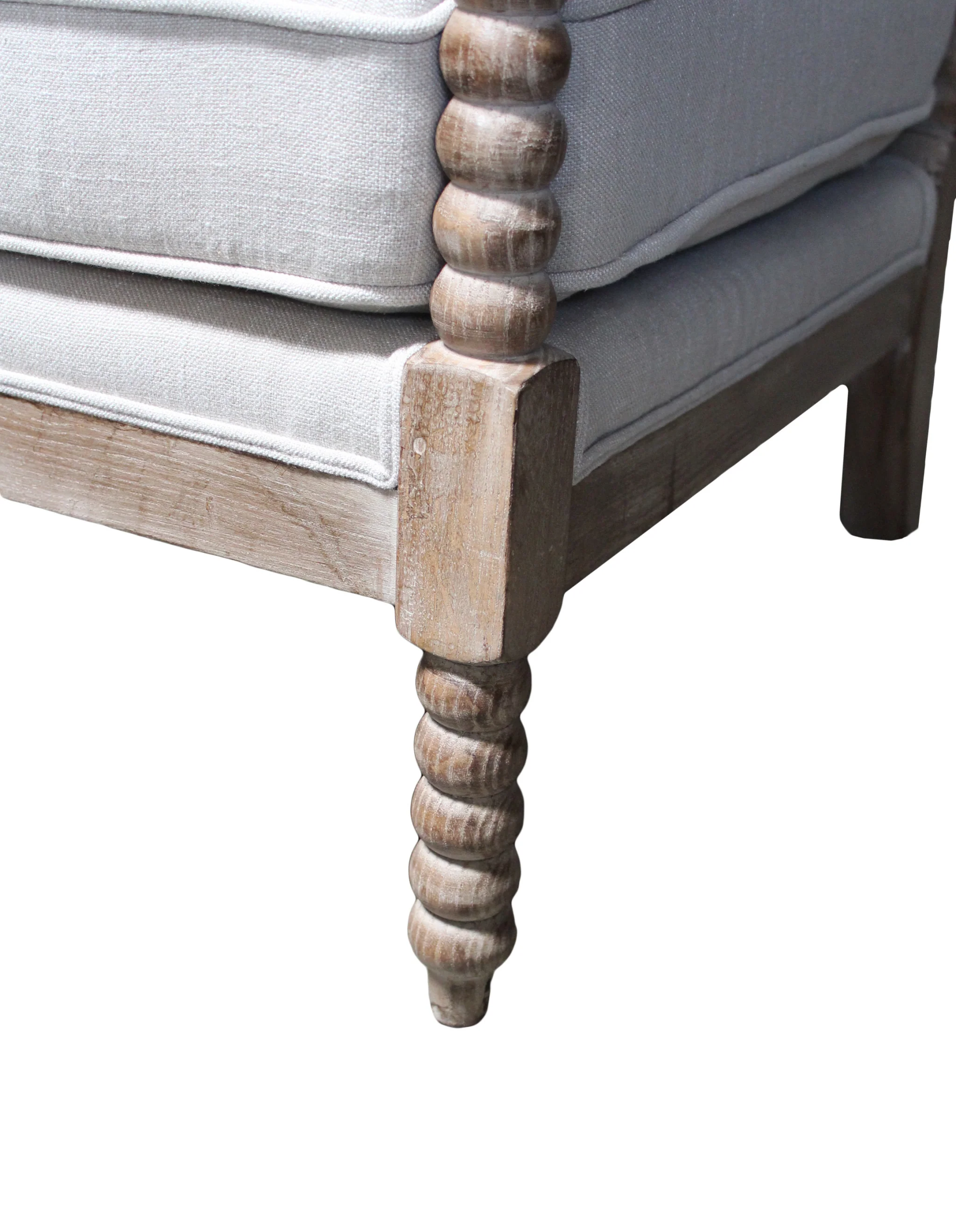 25" Ivory Cushion And Natural Beaded Arm Chair By Homeroots - Image 3