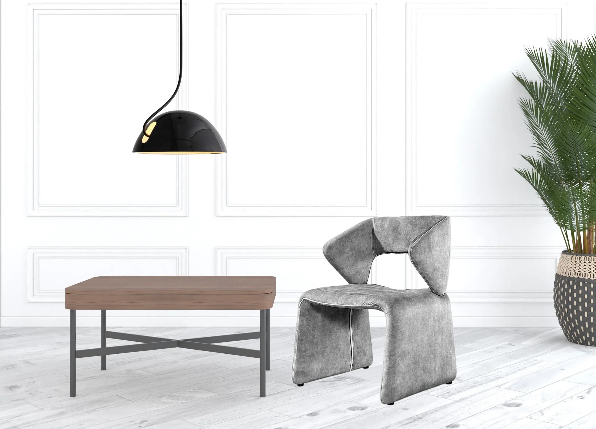 25" Light Grey Velvet Solid Color Side Chair By Homeroots - Image 3