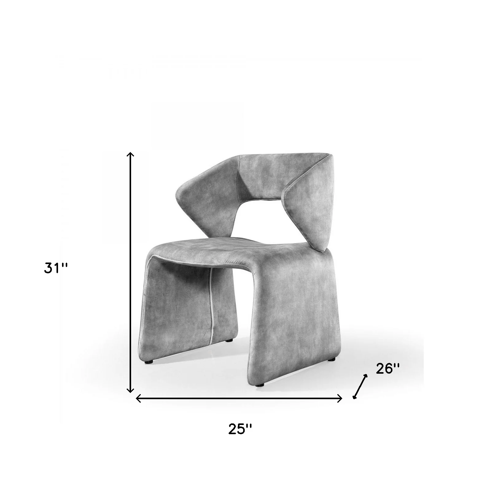 25" Light Grey Velvet Solid Color Side Chair By Homeroots - Image 5