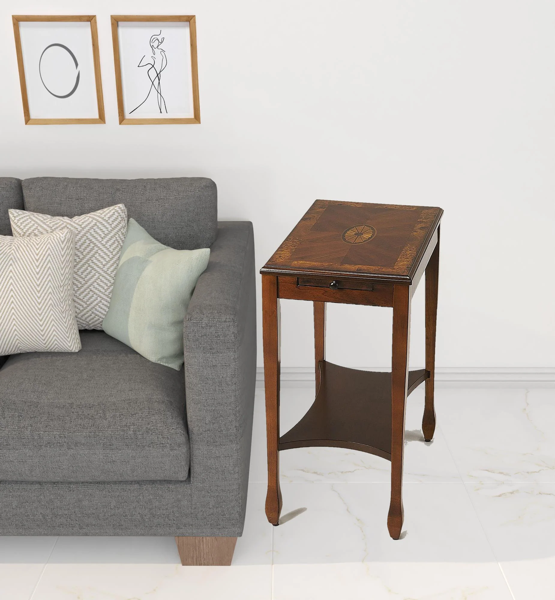25" Medium Brown Manufactured Wood Rectangular End Table With Shelf By Homeroots - Image 5