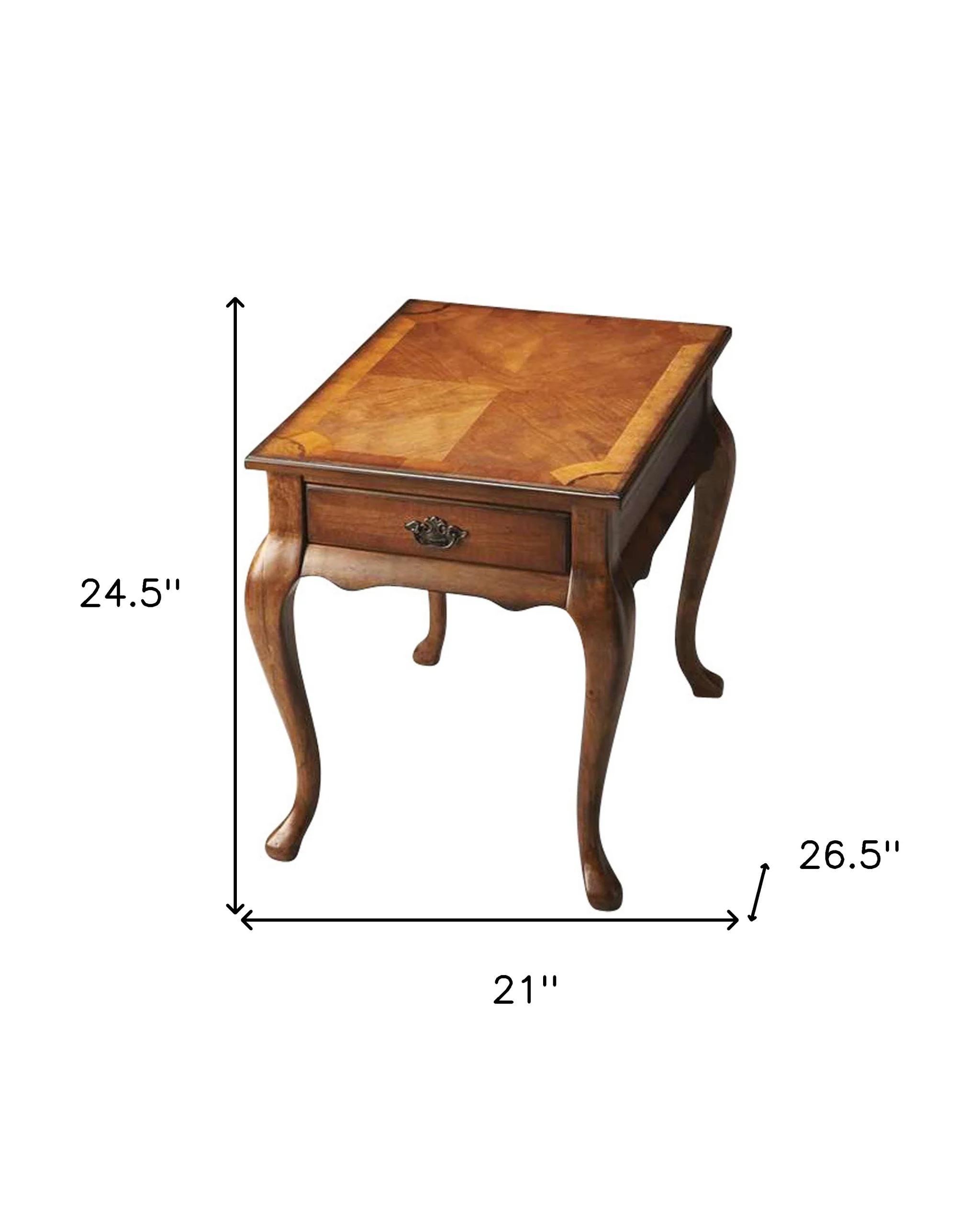 25" Medium Brown Solid And Manufactured Wood Rectangular End Table With Drawer By Homeroots - Image 5