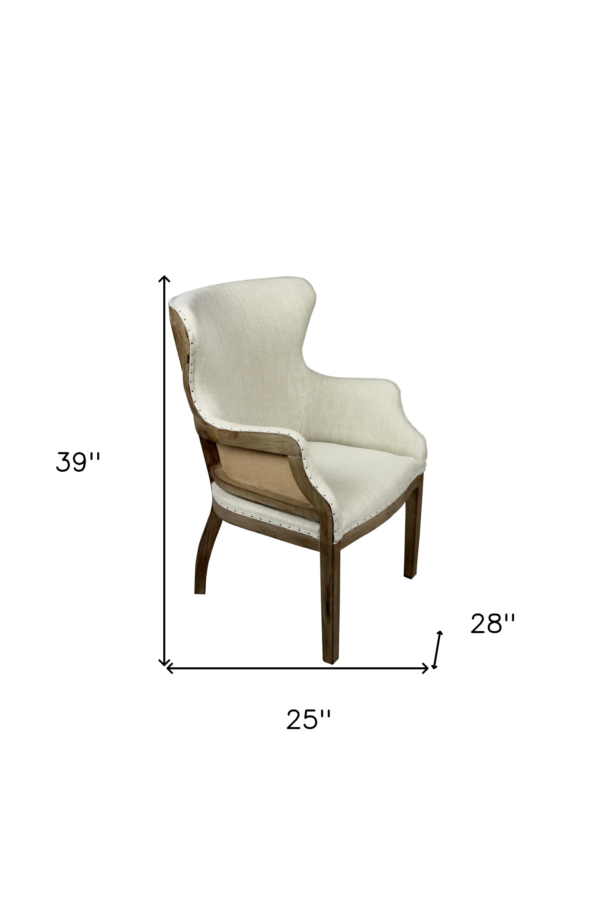 25" Natural Polyester Blend Solid Color Arm Chair By Homeroots - Image 6