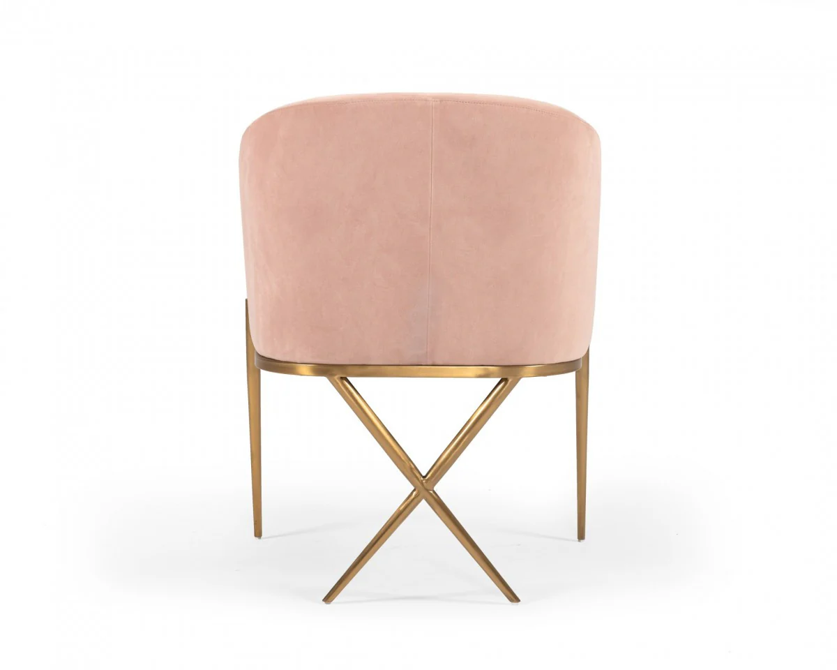 25" Pink Velvet And Gold Solid Color Arm Chair By Homeroots - Image 3