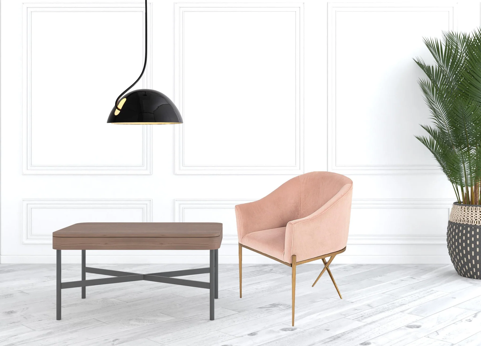 25" Pink Velvet And Gold Solid Color Arm Chair By Homeroots - Image 5