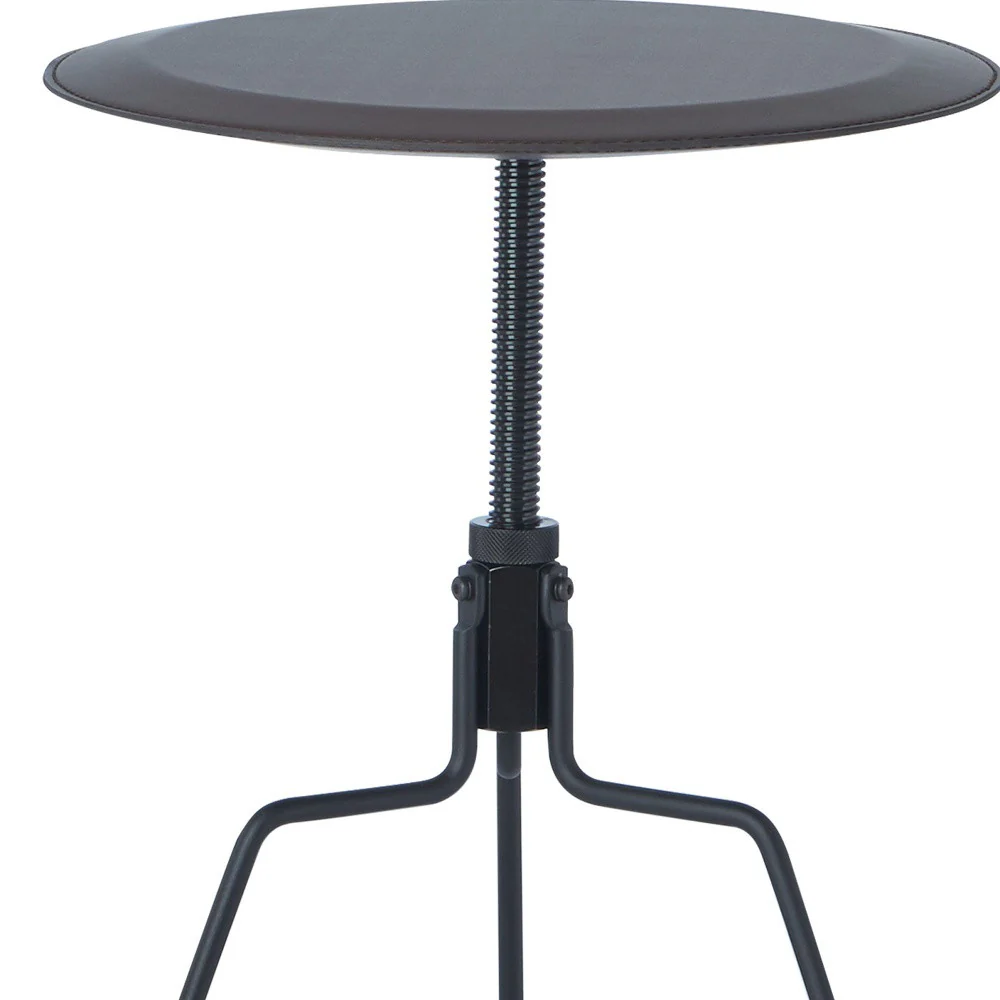 25" Sandy Black And Espresso Veneer And Metal Round End Table By Homeroots - Image 5