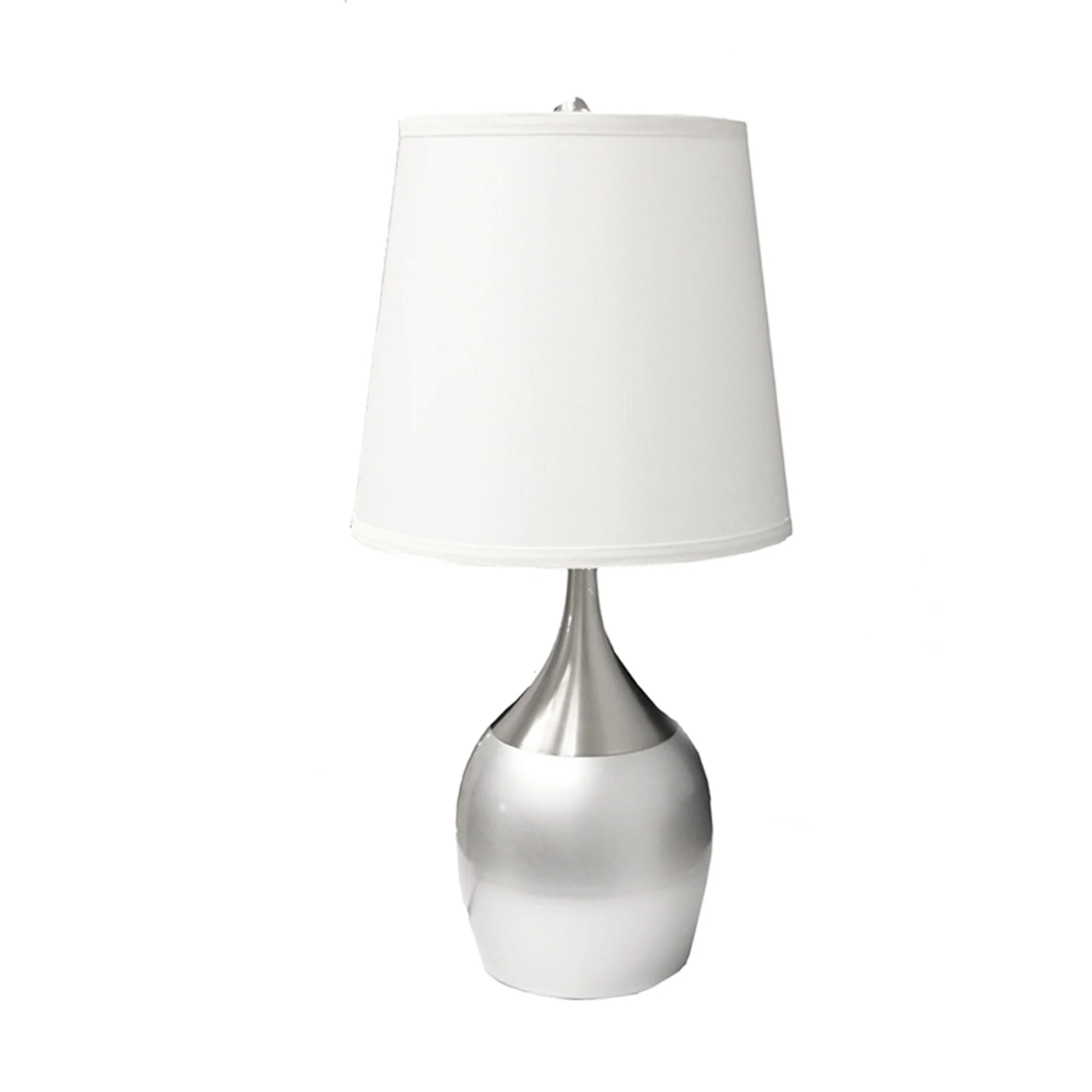 25" Silver Metal Gourd Table Lamp With White Tapered Drum Shade By Homeroots - Image 2