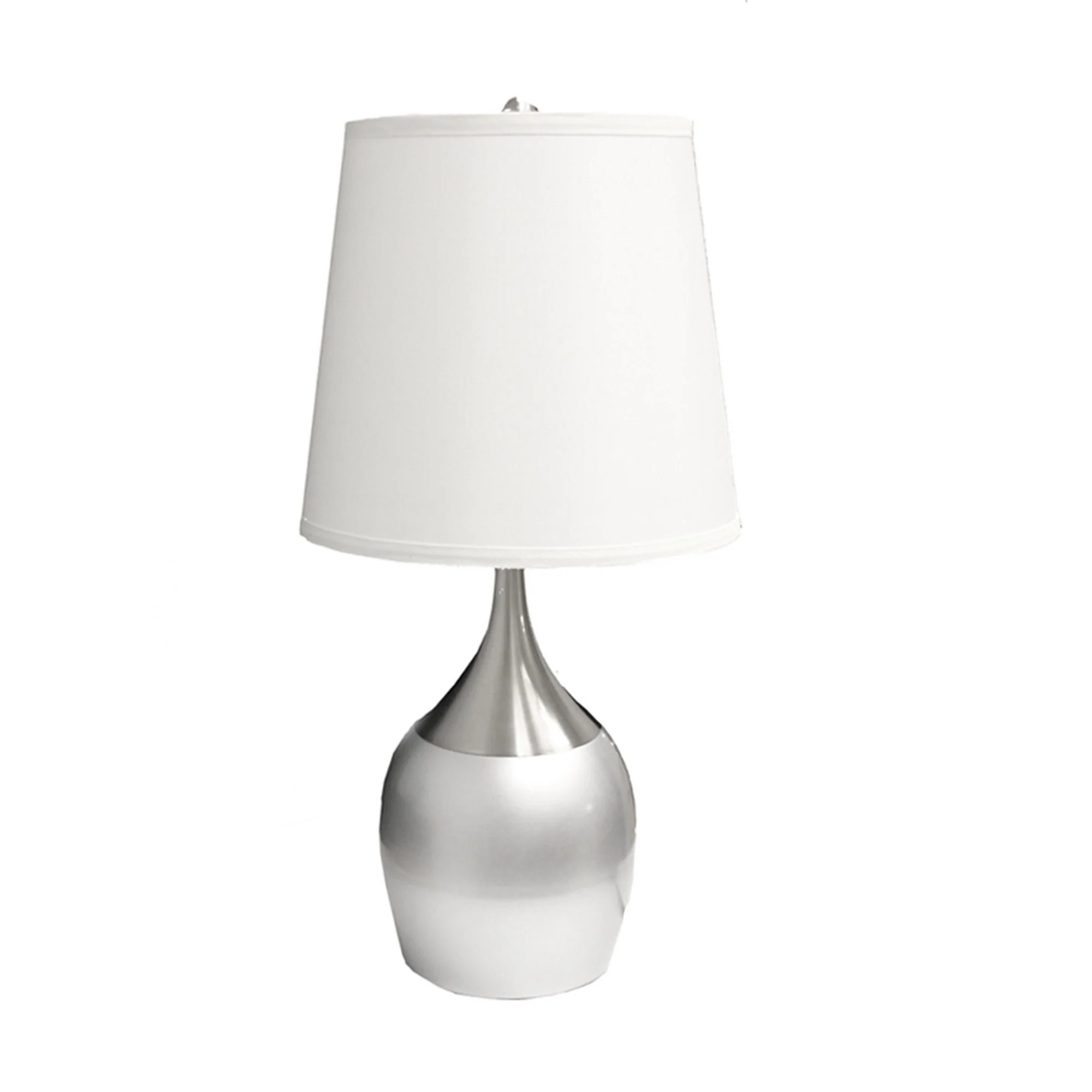25" Silver Metal Gourd Table Lamp With White Tapered Drum Shade By Homeroots - Image 3