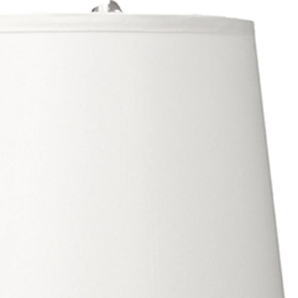 25" Silver Metal Gourd Table Lamp With White Tapered Drum Shade By Homeroots - Image 4