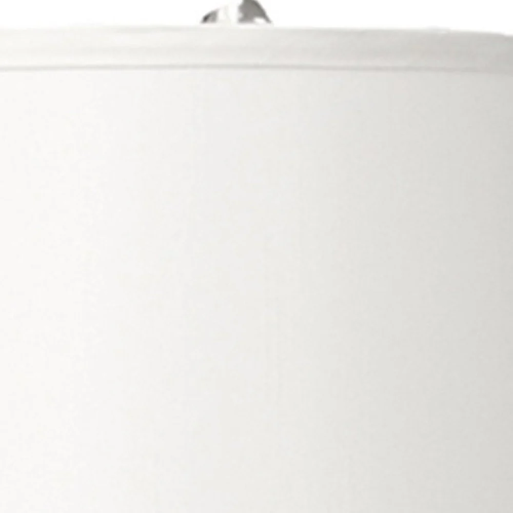 25" Silver Metal Gourd Table Lamp With White Tapered Drum Shade By Homeroots - Image 5