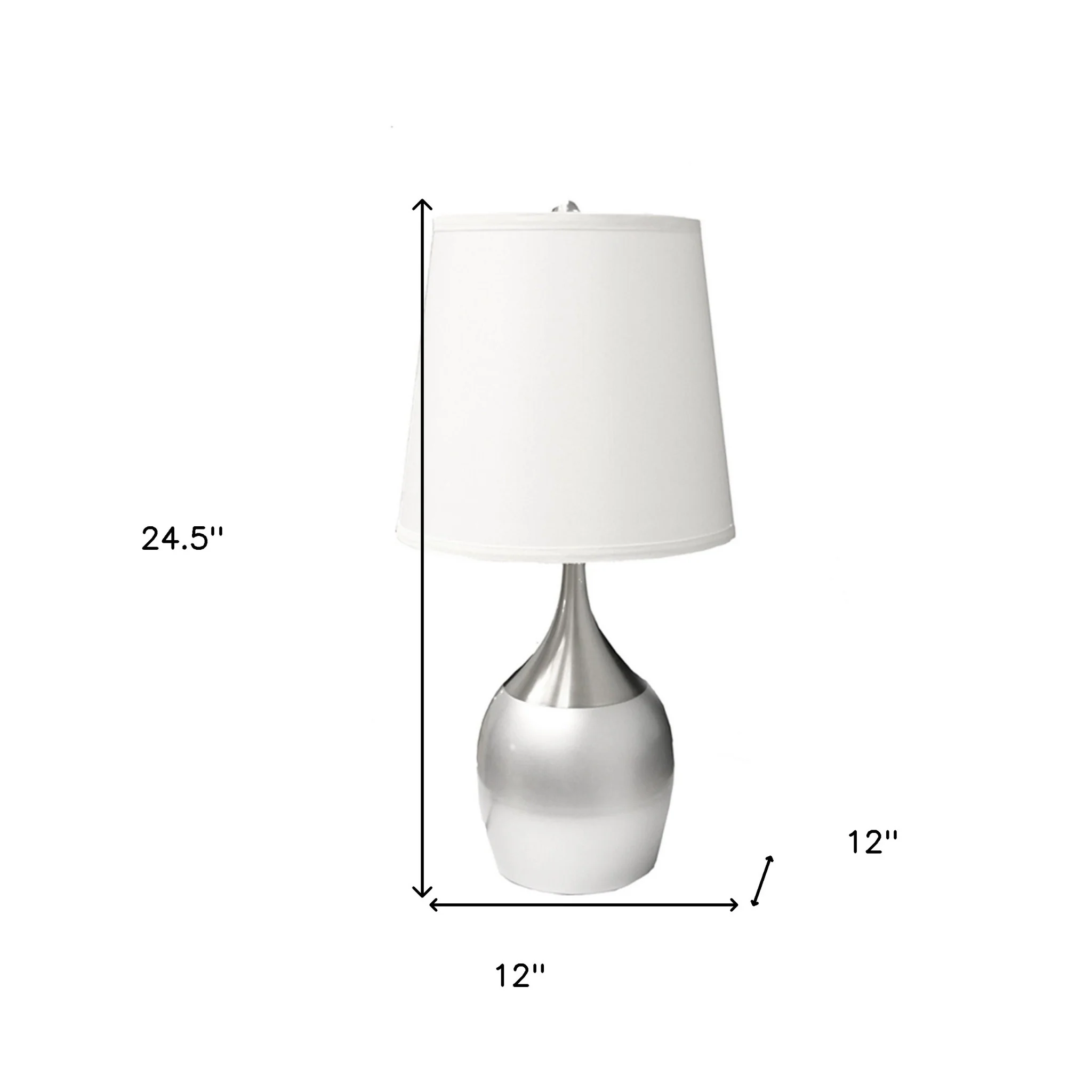 25" Silver Metal Gourd Table Lamp With White Tapered Drum Shade By Homeroots - Image 6