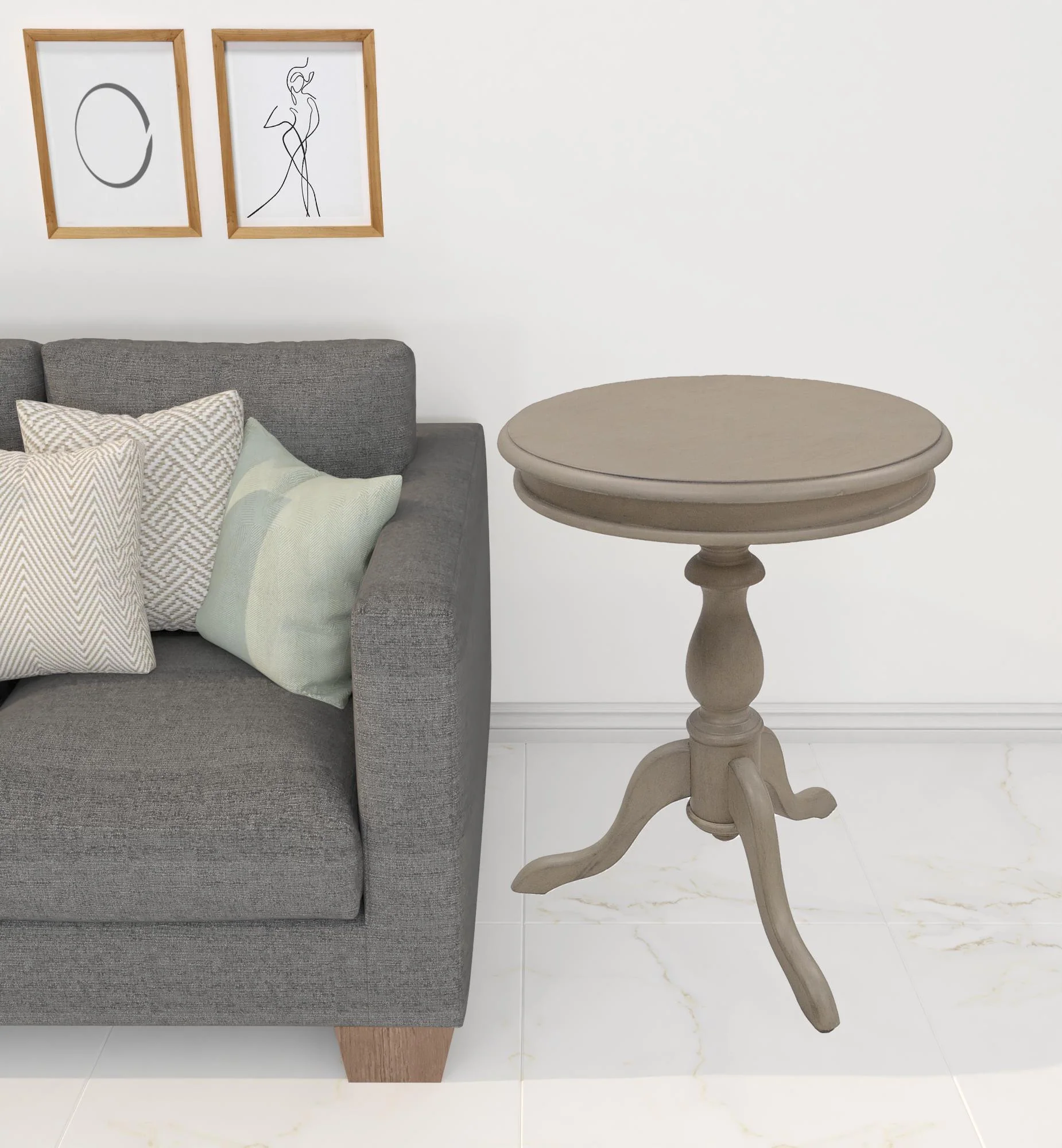 25" Taupe Gray Manufactured Wood Round End Table By Homeroots - Image 2