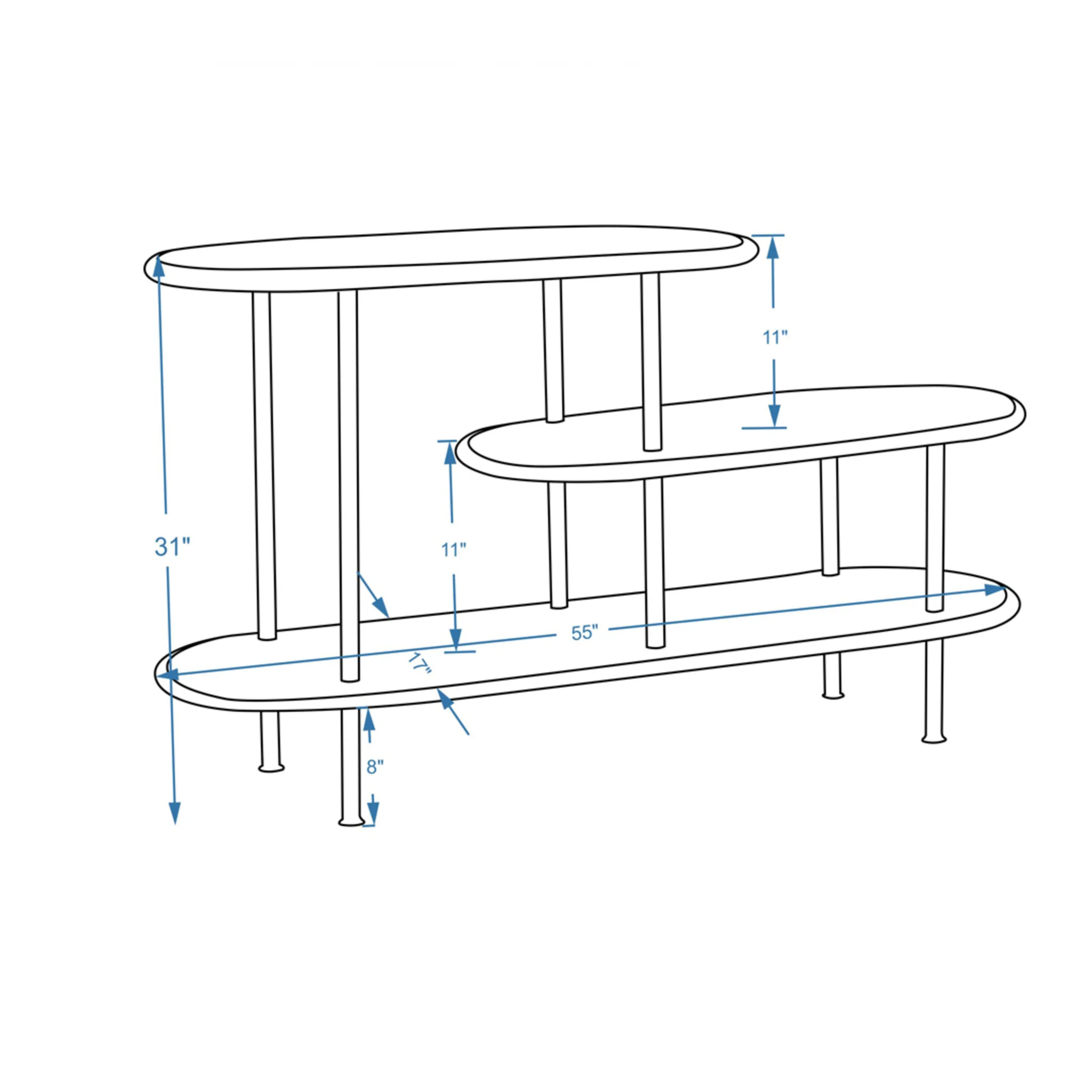 25 White And Gray Iron and Solid Wood Three Tier Bookcase By Homeroots - Image 7