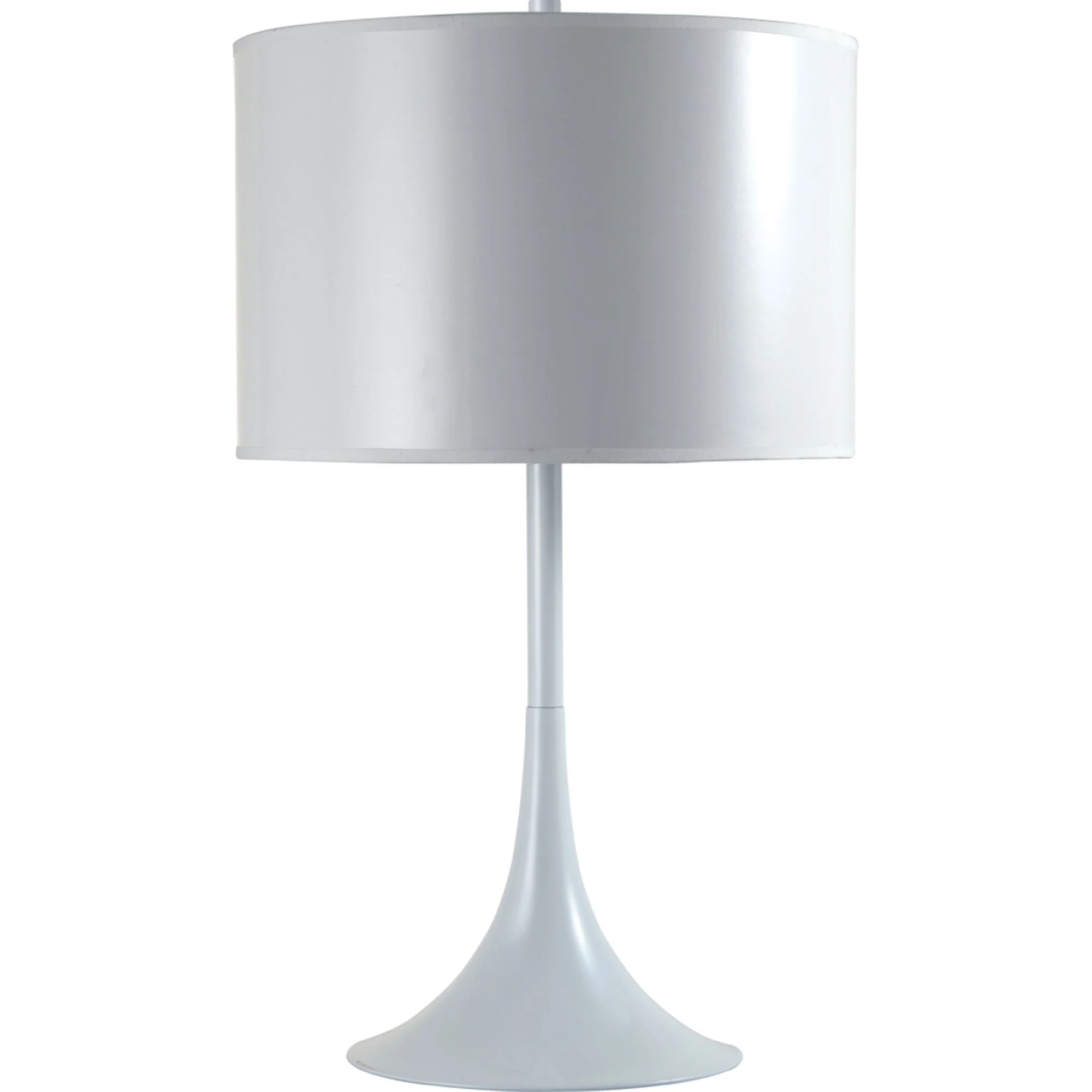 25" White Metal Table Lamp With White Classic Drum Shade By Homeroots - Image 2