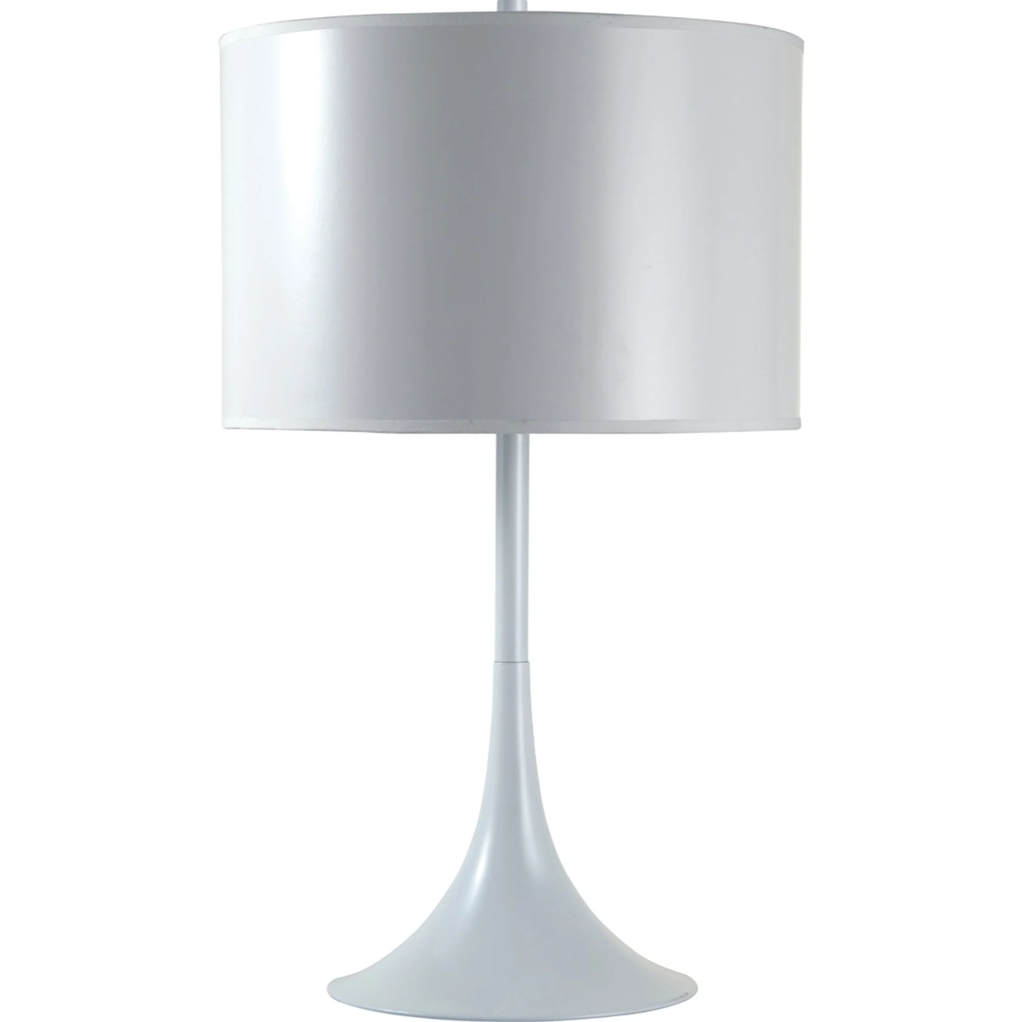 25" White Metal Table Lamp With White Classic Drum Shade By Homeroots - Image 3