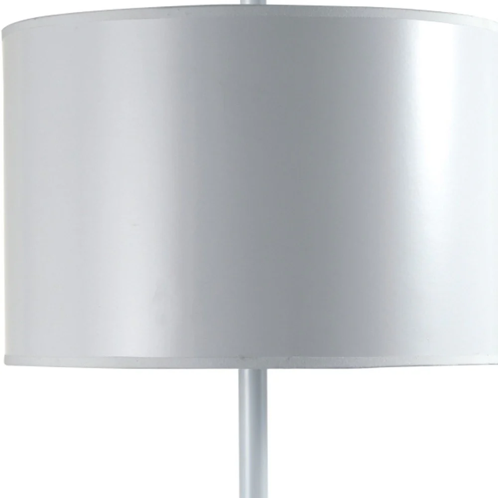 25" White Metal Table Lamp With White Classic Drum Shade By Homeroots - Image 4