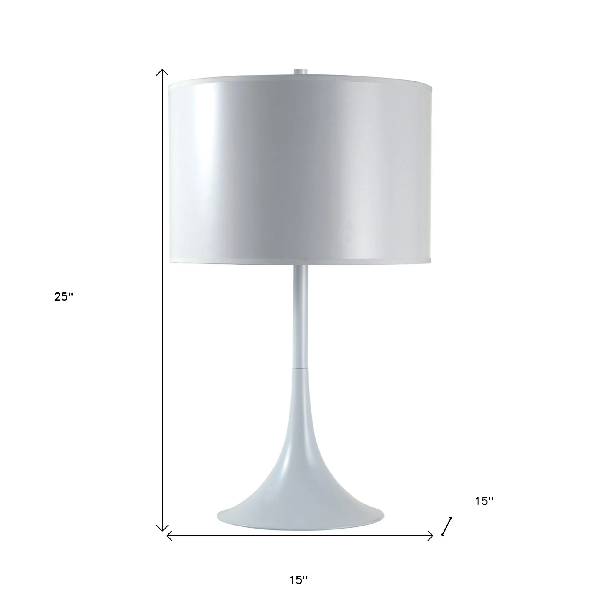 25" White Metal Table Lamp With White Classic Drum Shade By Homeroots - Image 6