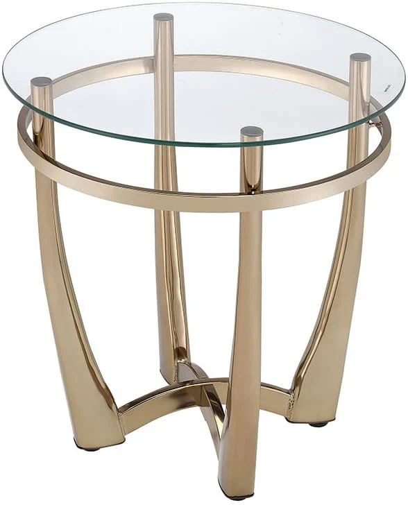 25' X 23' Champagne And Clear Glass End Table By Homeroots - Image 2
