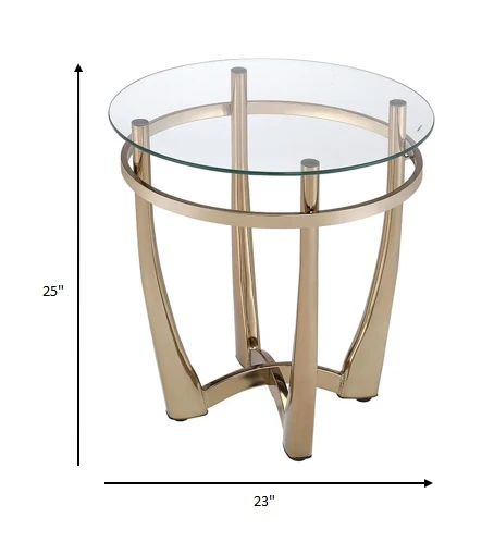 25' X 23' Champagne And Clear Glass End Table By Homeroots - Image 4