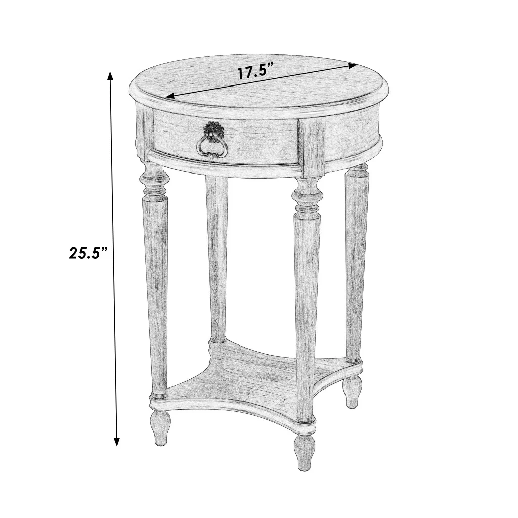26" Antique Cherry Solid And Manufactured Wood Round End Table With Drawer And Shelf By Homeroots - Image 8