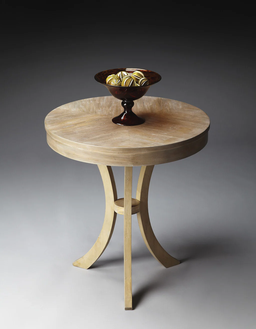 26" Beige Distressed Round Three Leg End Table By Homeroots - Image 3