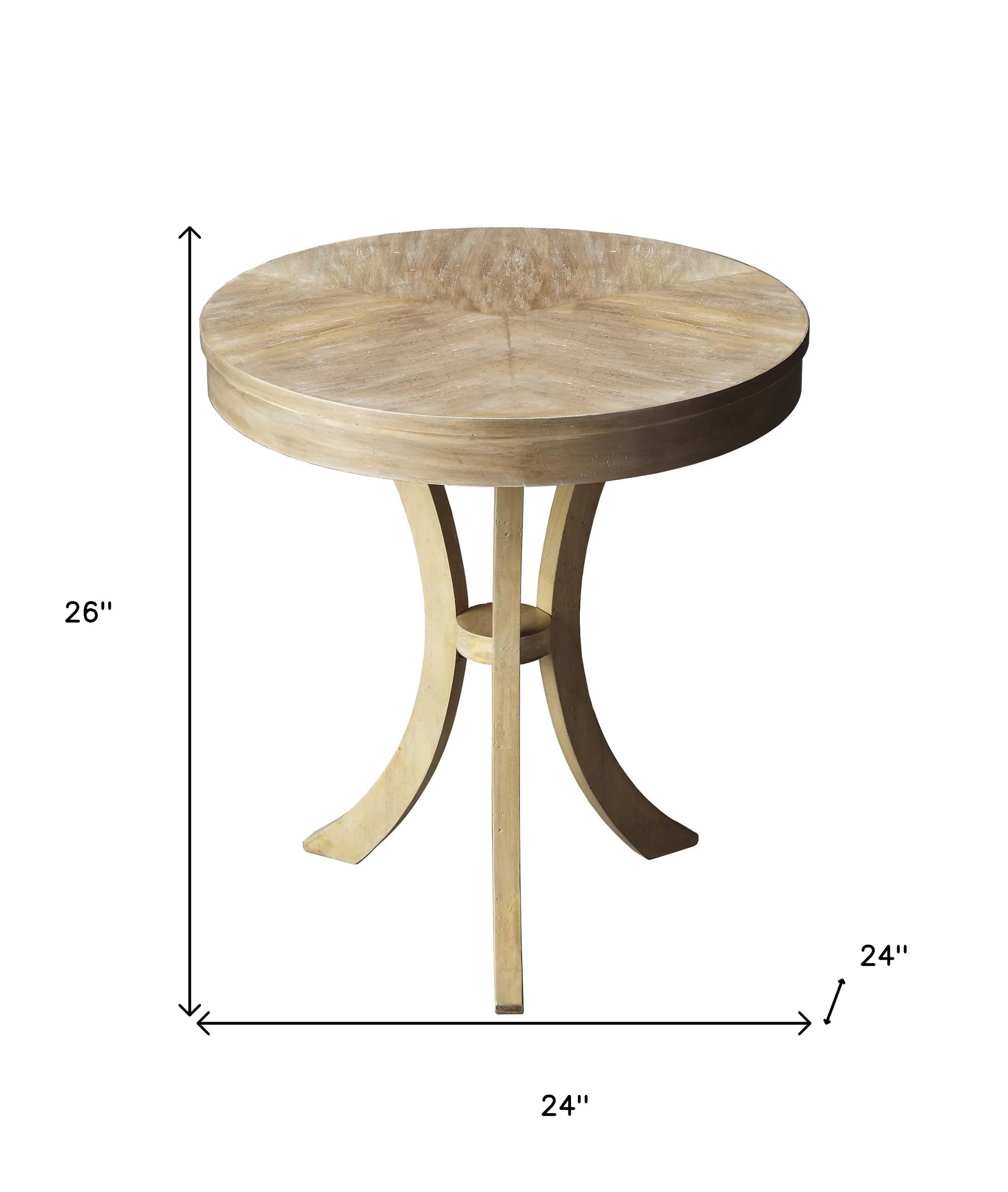 26" Beige Distressed Round Three Leg End Table By Homeroots - Image 5