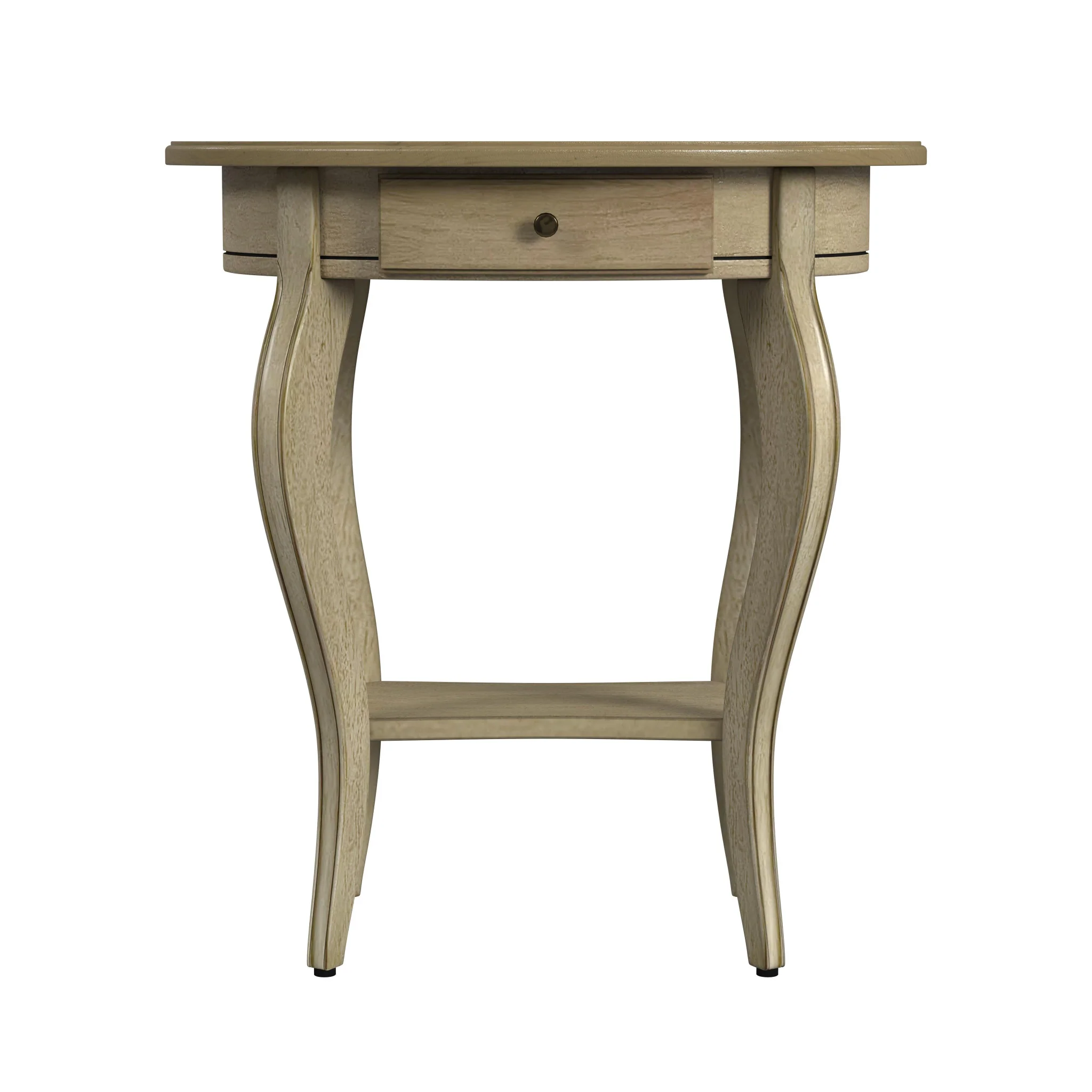 26" Beige Manufactured Wood Oval End Table With Drawer And Shelf By Homeroots - Image 2