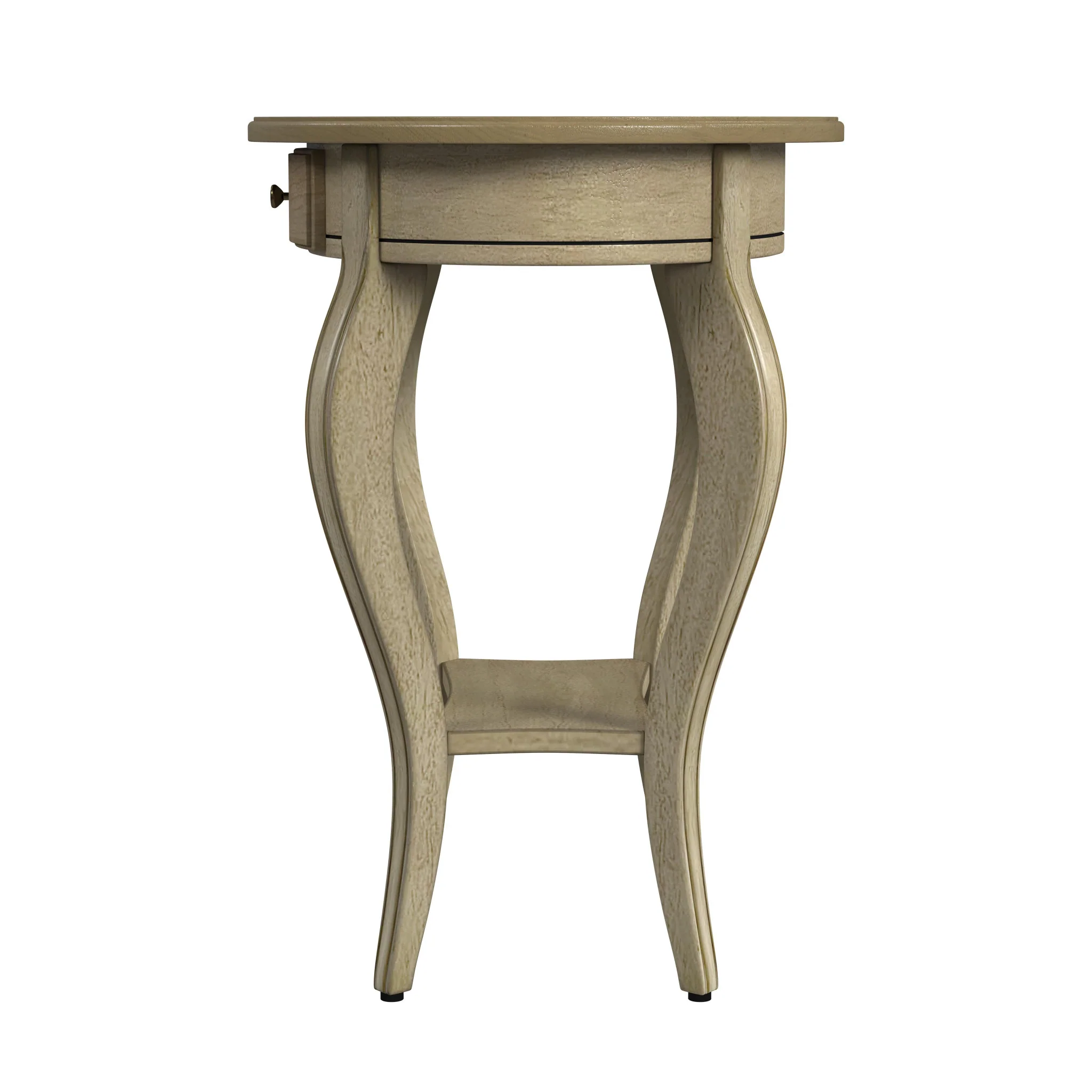 26" Beige Manufactured Wood Oval End Table With Drawer And Shelf By Homeroots - Image 3