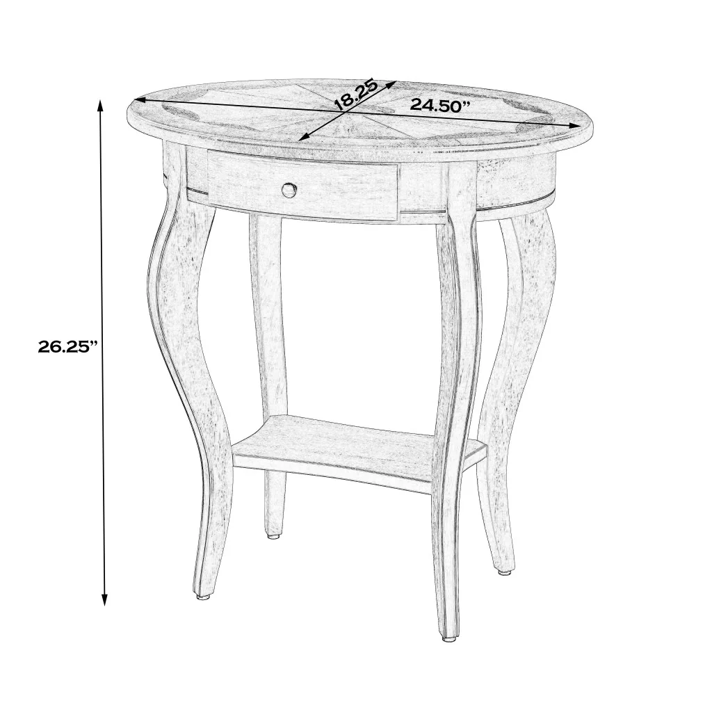 26" Beige Manufactured Wood Oval End Table With Drawer And Shelf By Homeroots - Image 8