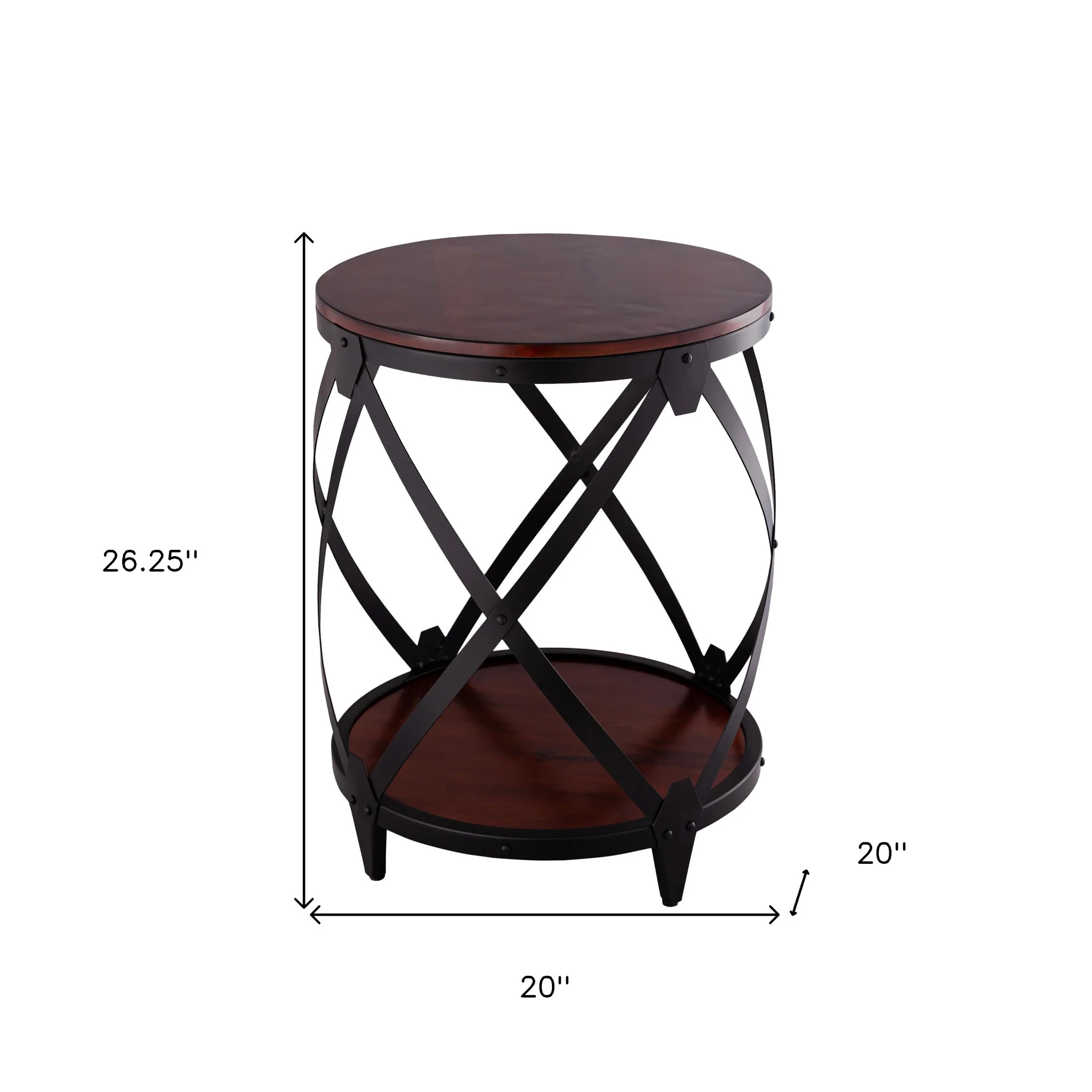 26" Black And Chestnut Solid Wood Round End Table By Homeroots - Image 5