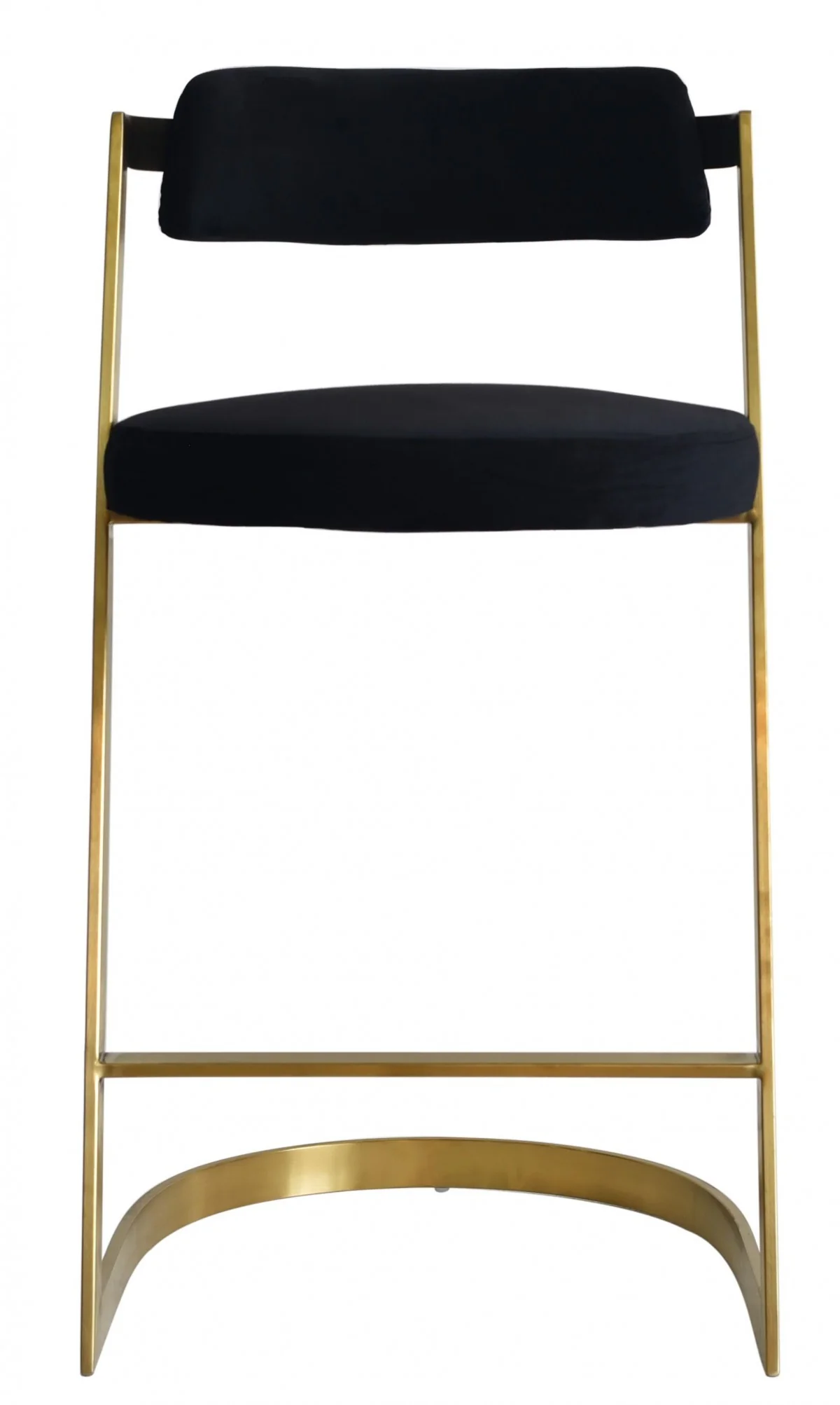 26" Black And Gold Velvet And Stainless Steel Low Back Counter Height Bar Chair With Footrest By Homeroots - Image 3