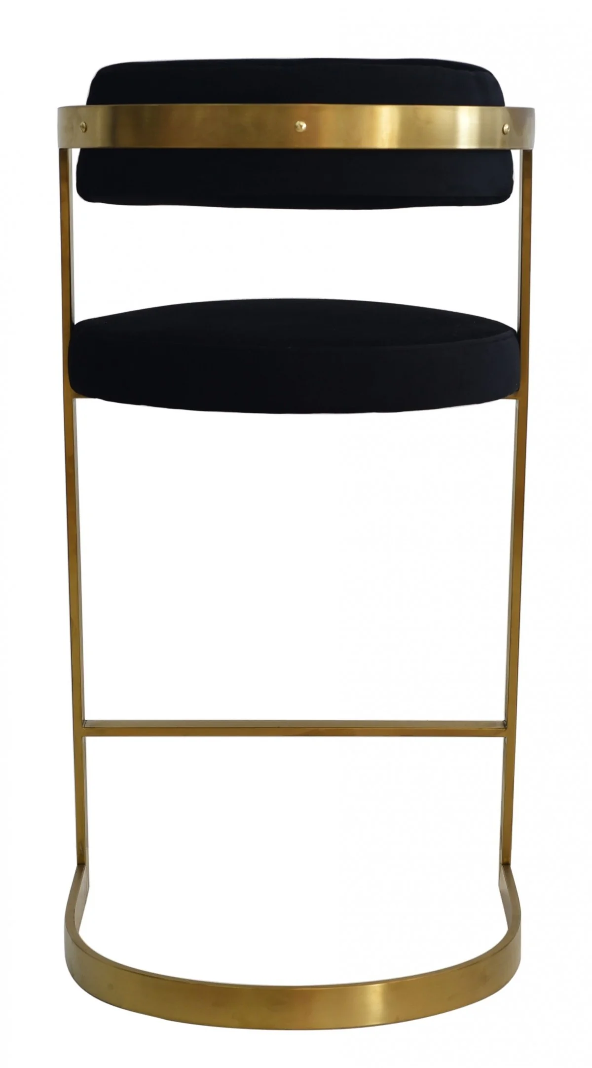 26" Black And Gold Velvet And Stainless Steel Low Back Counter Height Bar Chair With Footrest By Homeroots - Image 4