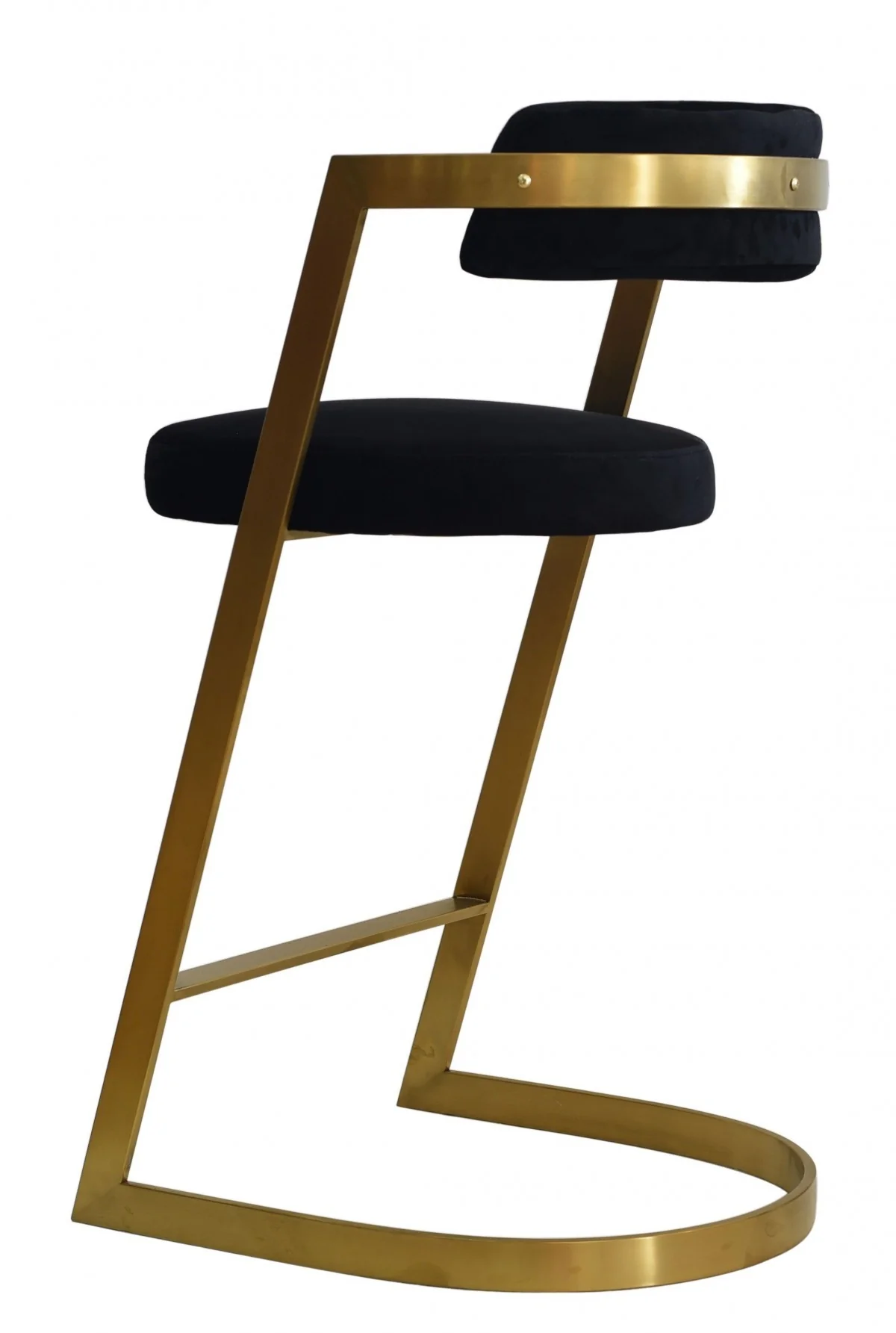 26" Black And Gold Velvet And Stainless Steel Low Back Counter Height Bar Chair With Footrest By Homeroots - Image 5