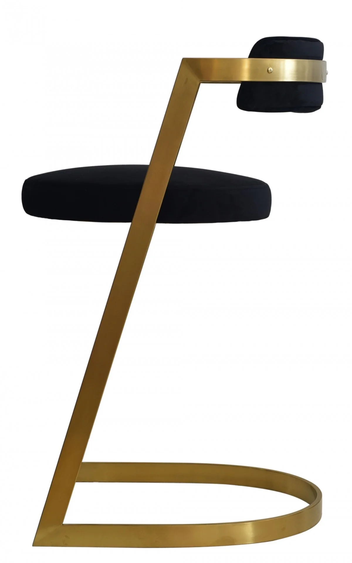 26" Black And Gold Velvet And Stainless Steel Low Back Counter Height Bar Chair With Footrest By Homeroots - Image 6
