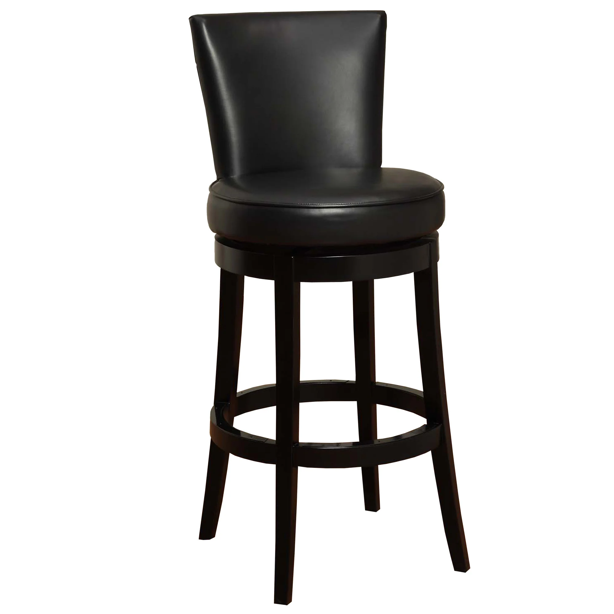 26" Black Faux Leather Round Seat Black Wood Swivel Armless Bar Stool By Homeroots - Image 2