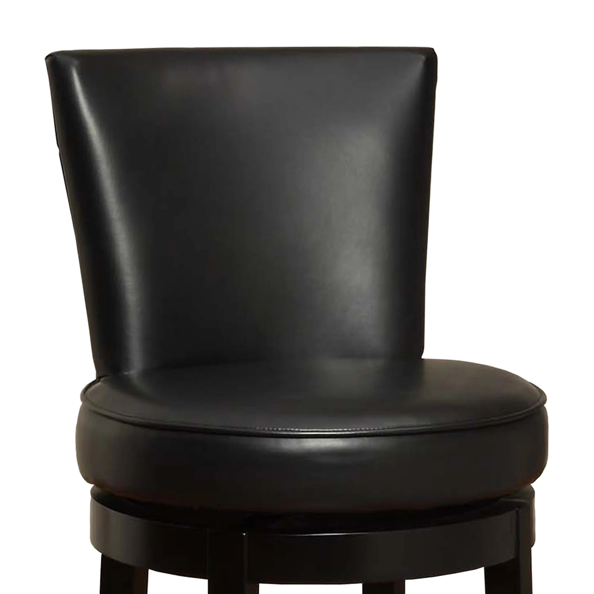 26" Black Faux Leather Round Seat Black Wood Swivel Armless Bar Stool By Homeroots - Image 3