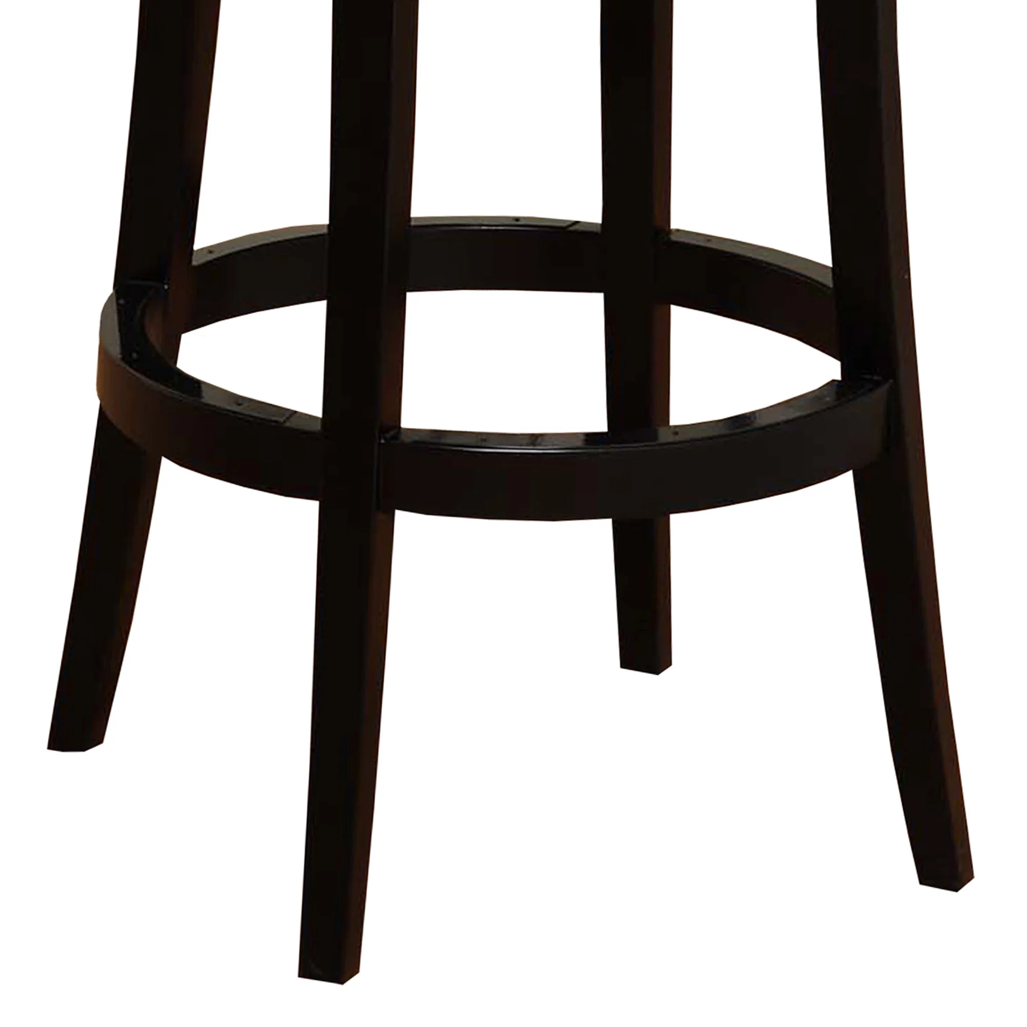 26" Black Faux Leather Round Seat Black Wood Swivel Armless Bar Stool By Homeroots - Image 4
