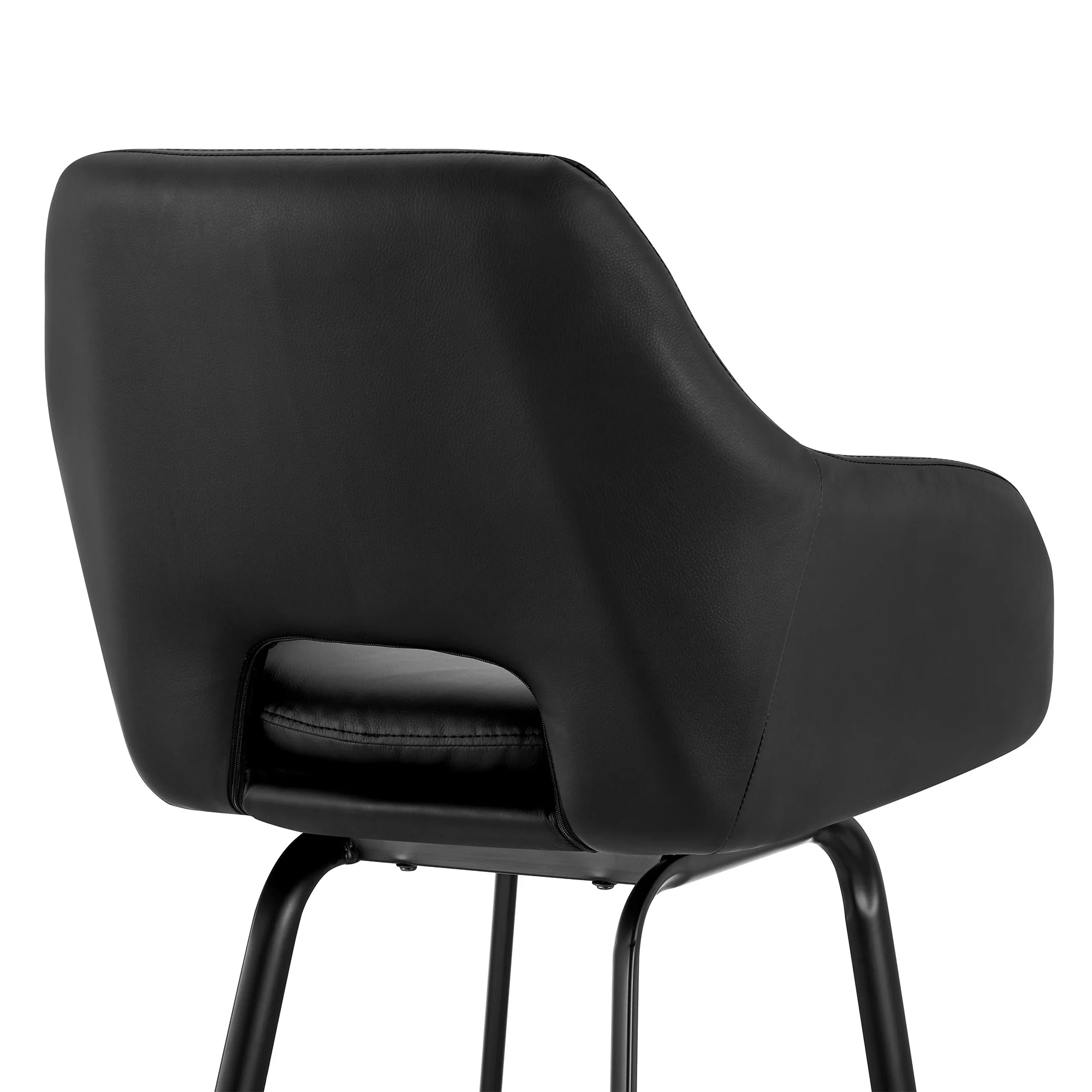 26" Black on Black Faux Leather Comfy Swivel Counter Stool By Homeroots - Image 8