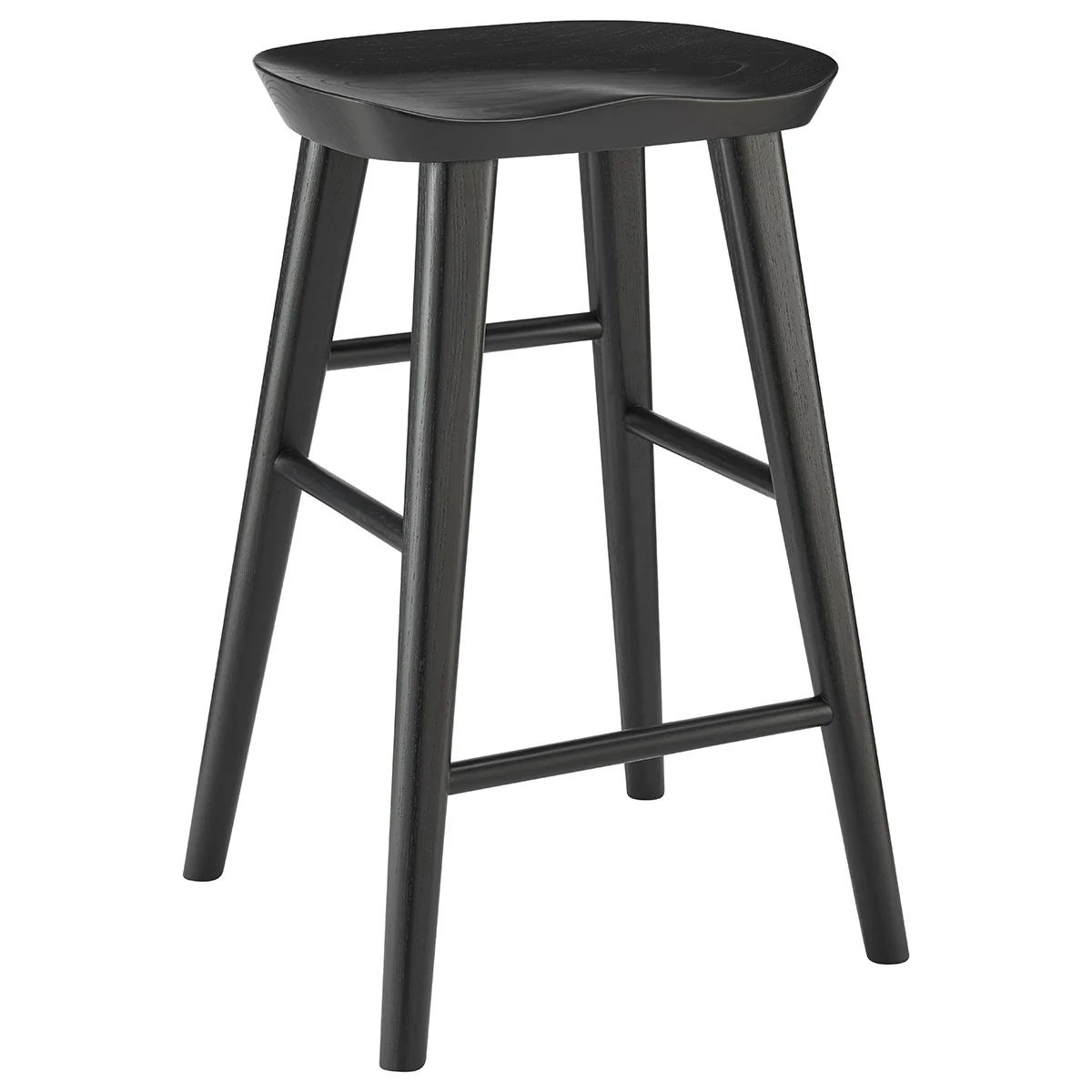 26" Black Solid Wood Counter Stool By Homeroots - Image 3
