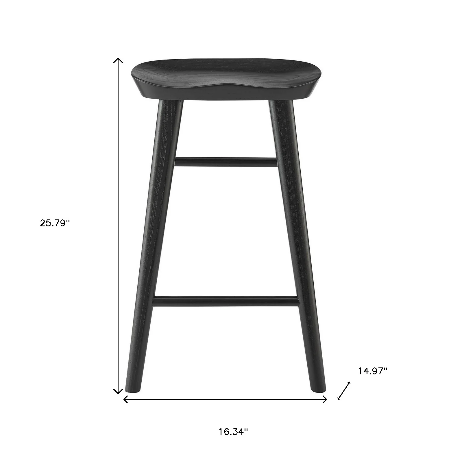 26" Black Solid Wood Counter Stool By Homeroots - Image 7