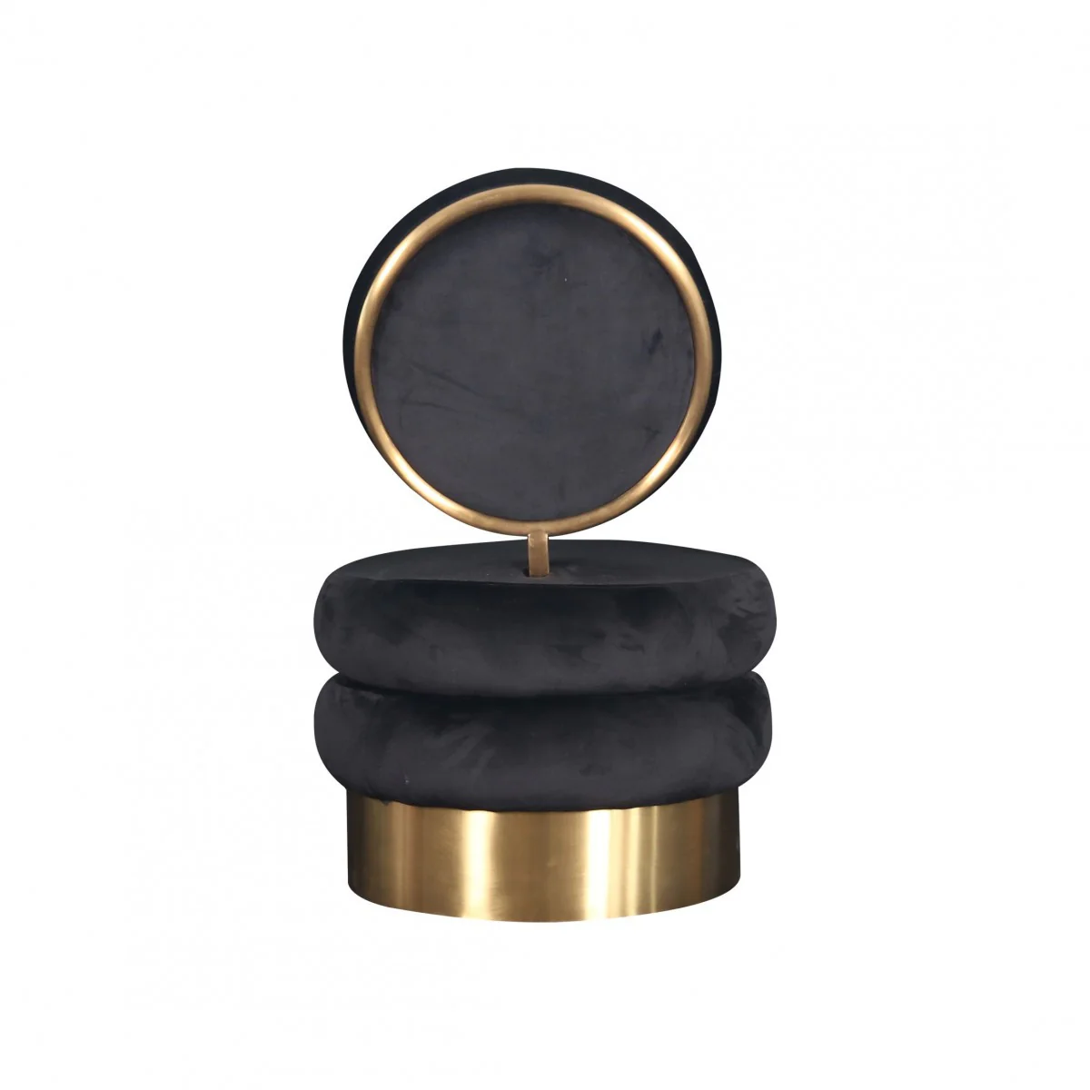 26" Black Velvet And Gold Contemporary Barrel Chair By Homeroots - Image 3