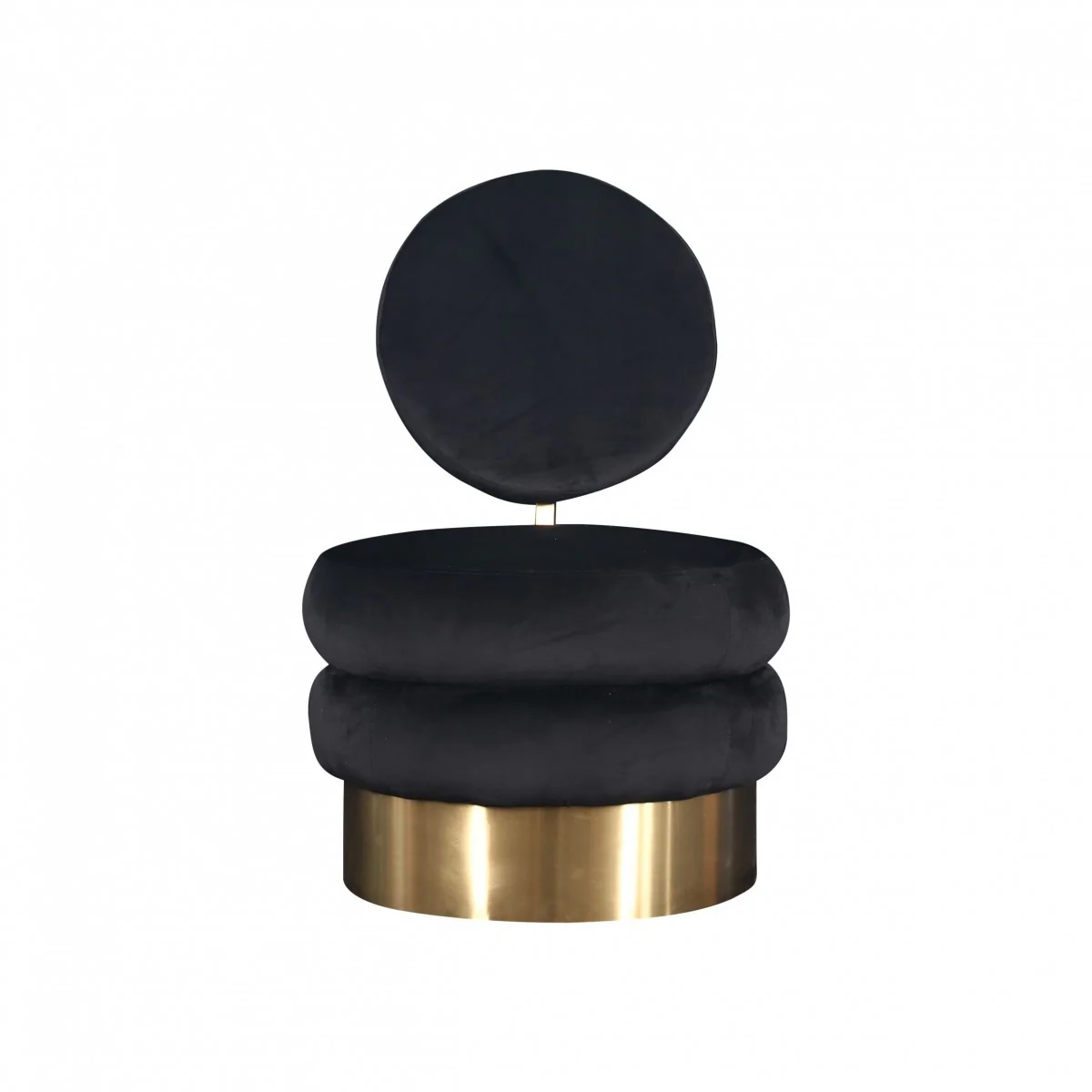 26" Black Velvet And Gold Contemporary Barrel Chair By Homeroots - Image 4